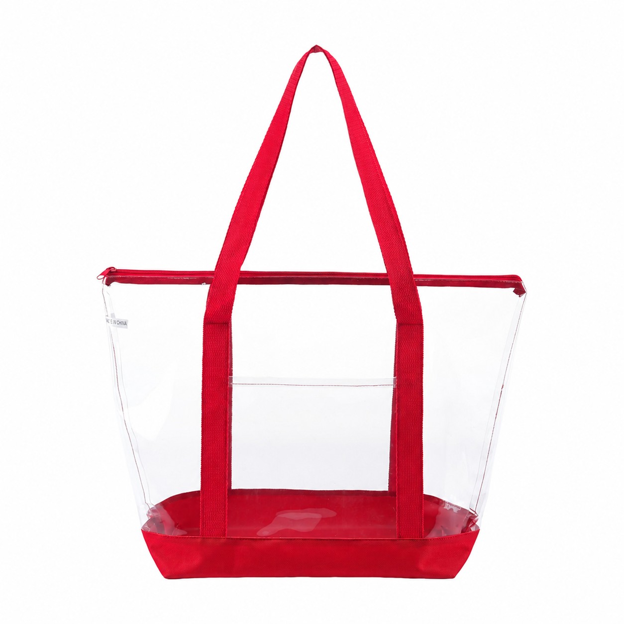600D Polyester Zippered Storage Tote Bag — Red