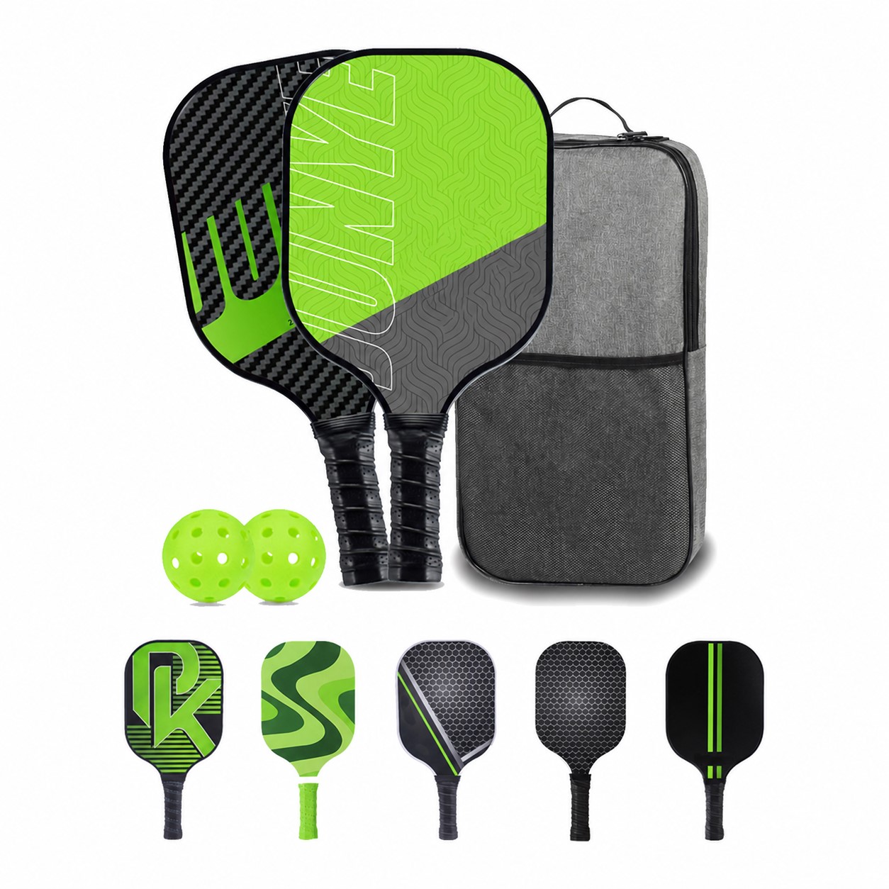 Carbon Fiber Pickleball Paddle Kit — Green