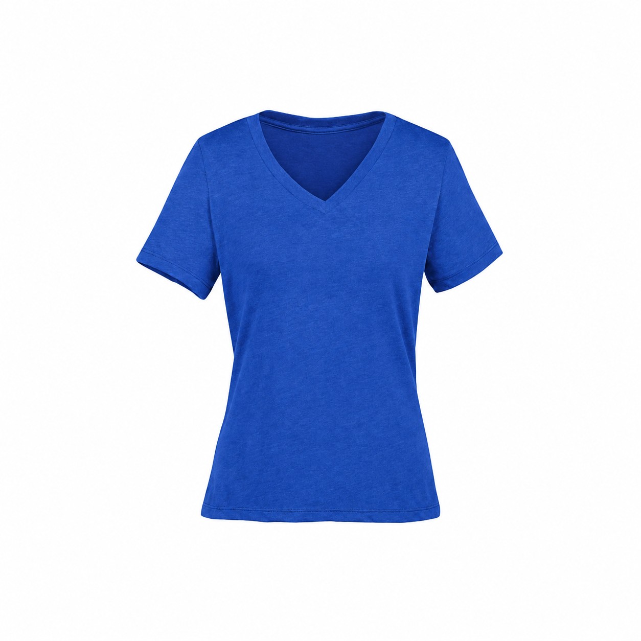 Ladies Heather Blend V Neck Tee — Blue