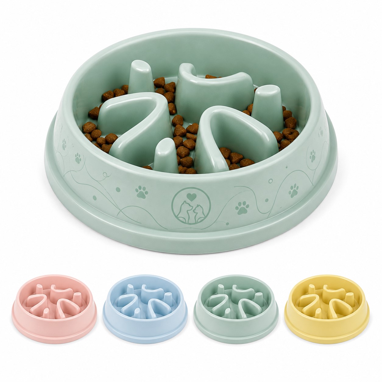 Raised Maze Plastic Slow Feeding Bowl