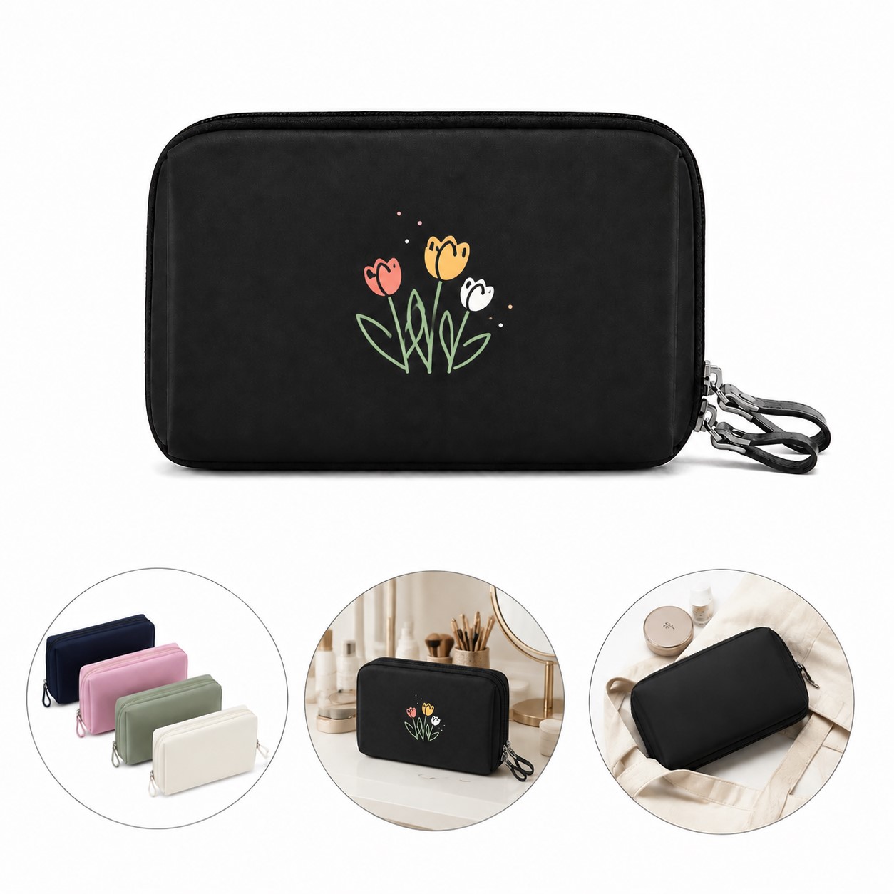 Mini Nylon Cosmetic Organizer Bag