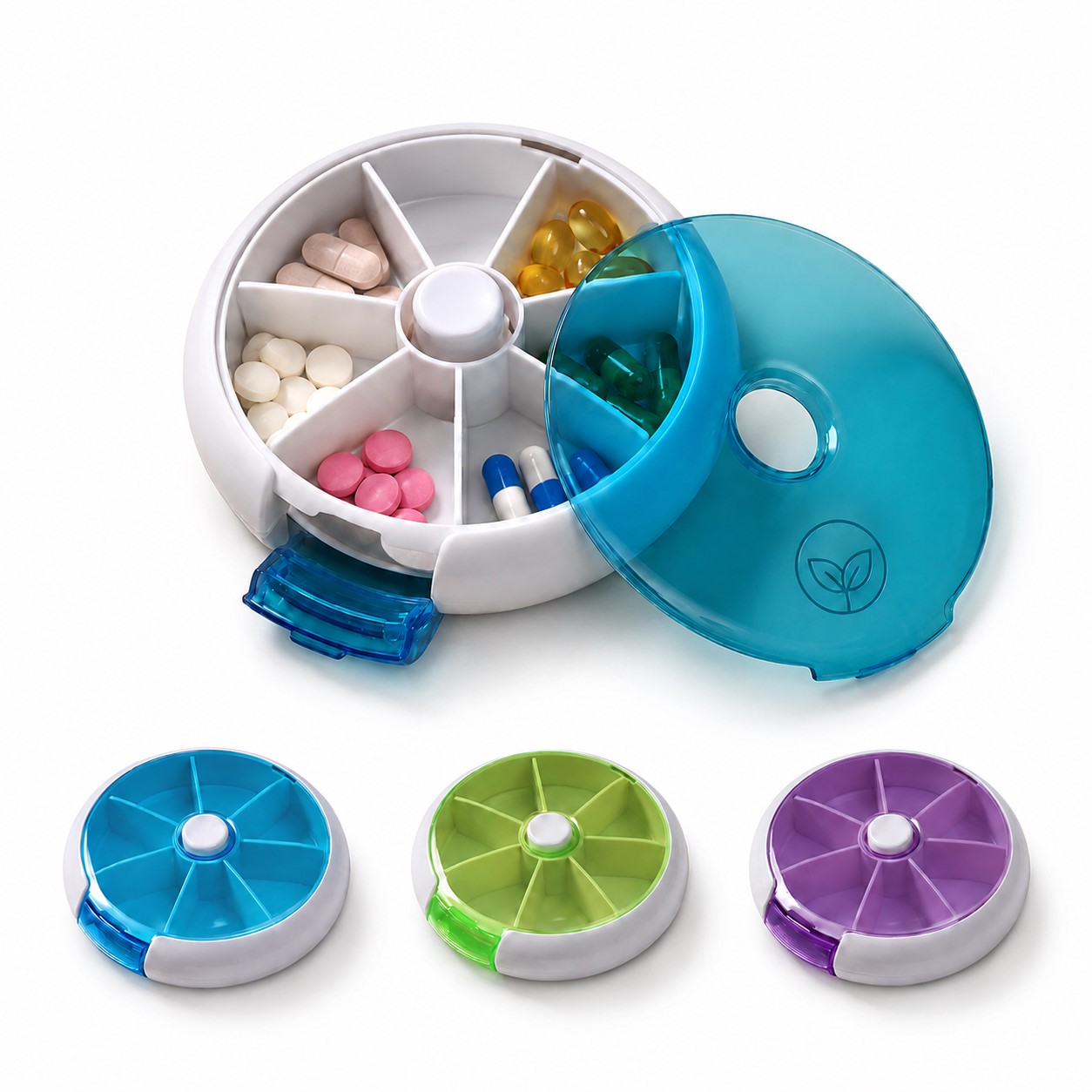 Rotating ABS Seven Compartment Pillbox
