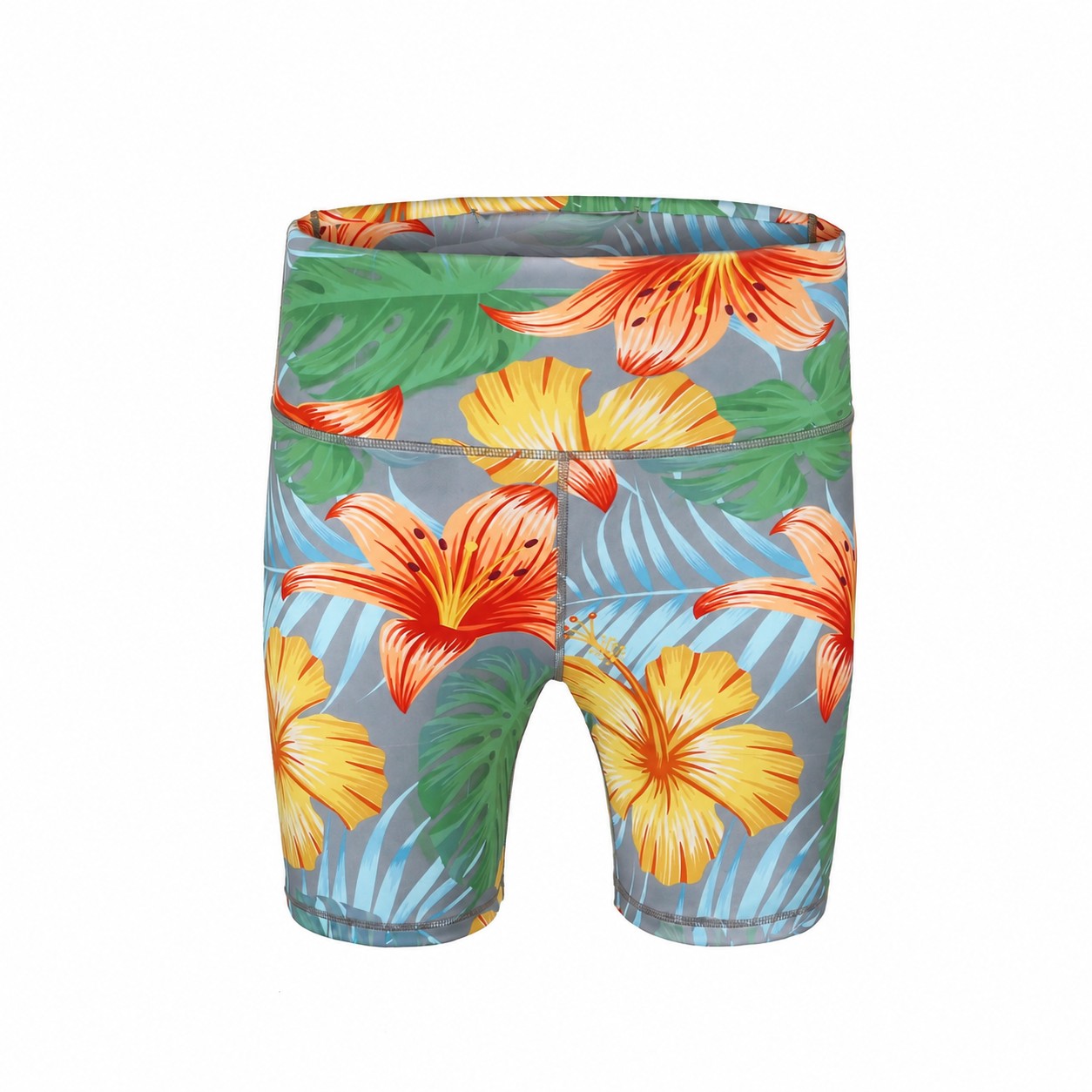 High Waist Yoga Shorts — Silver