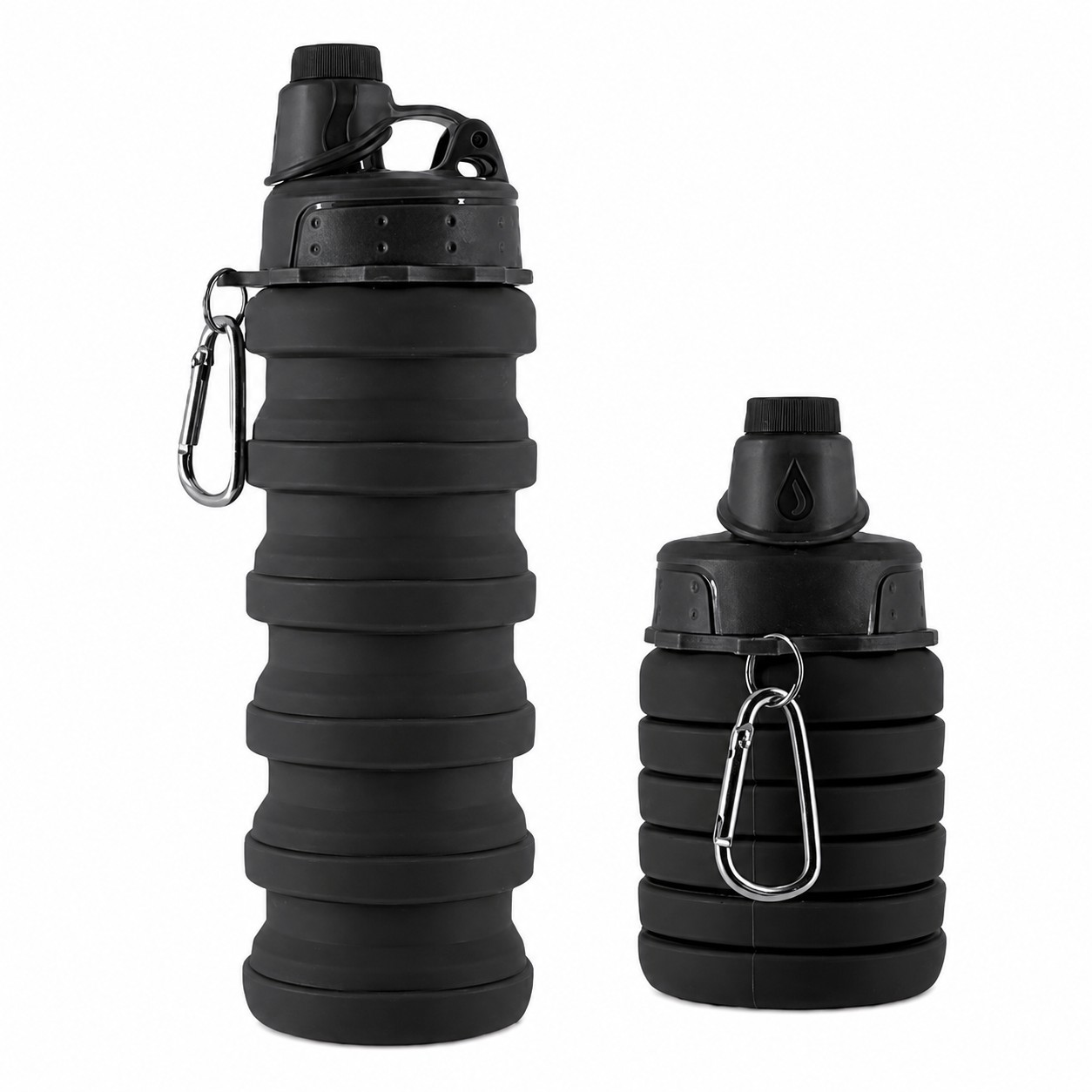 Collapsible Silicone Water Bottle With Carabiner — view 2