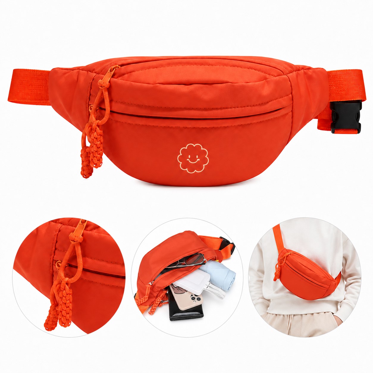 Dual Zip Polyester Shoulder Pack — view 1