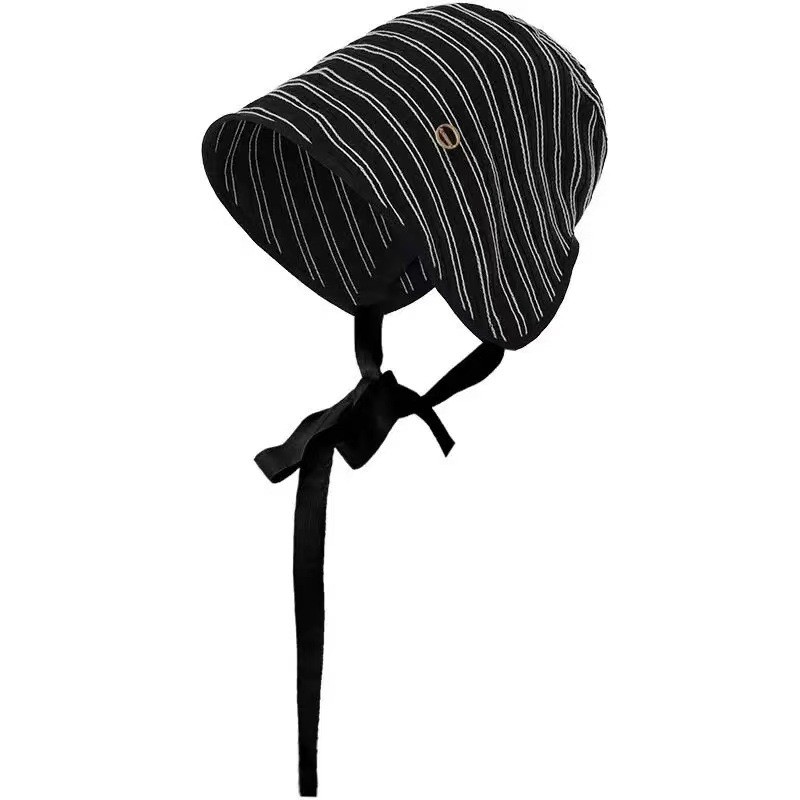 Striped Fabric Tie Sun Hat — view 2