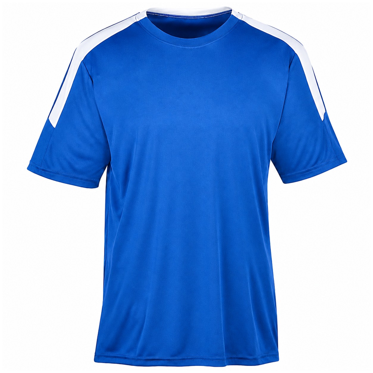 Polyester Contrast Stripe Crewneck Shirt — Blue
