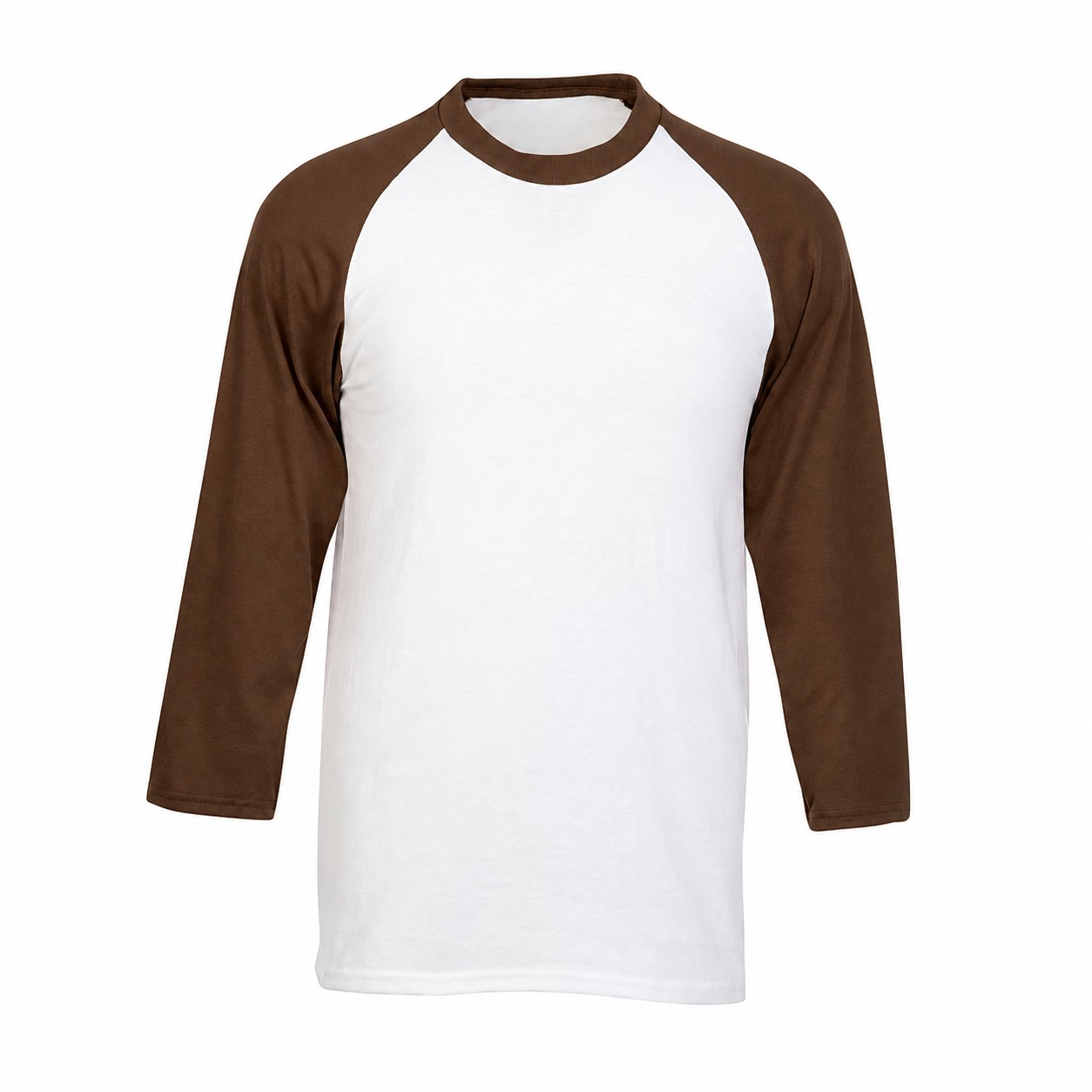 Contrast Sleeve Cotton Polyester Baseball Shirt — Brown