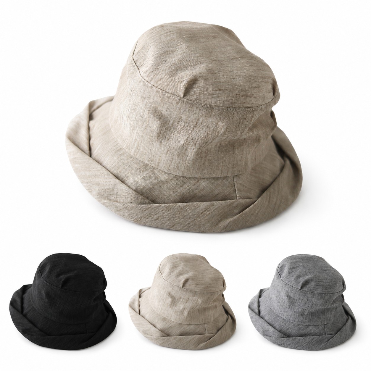 Fabric Pleated Basin Bucket Hat