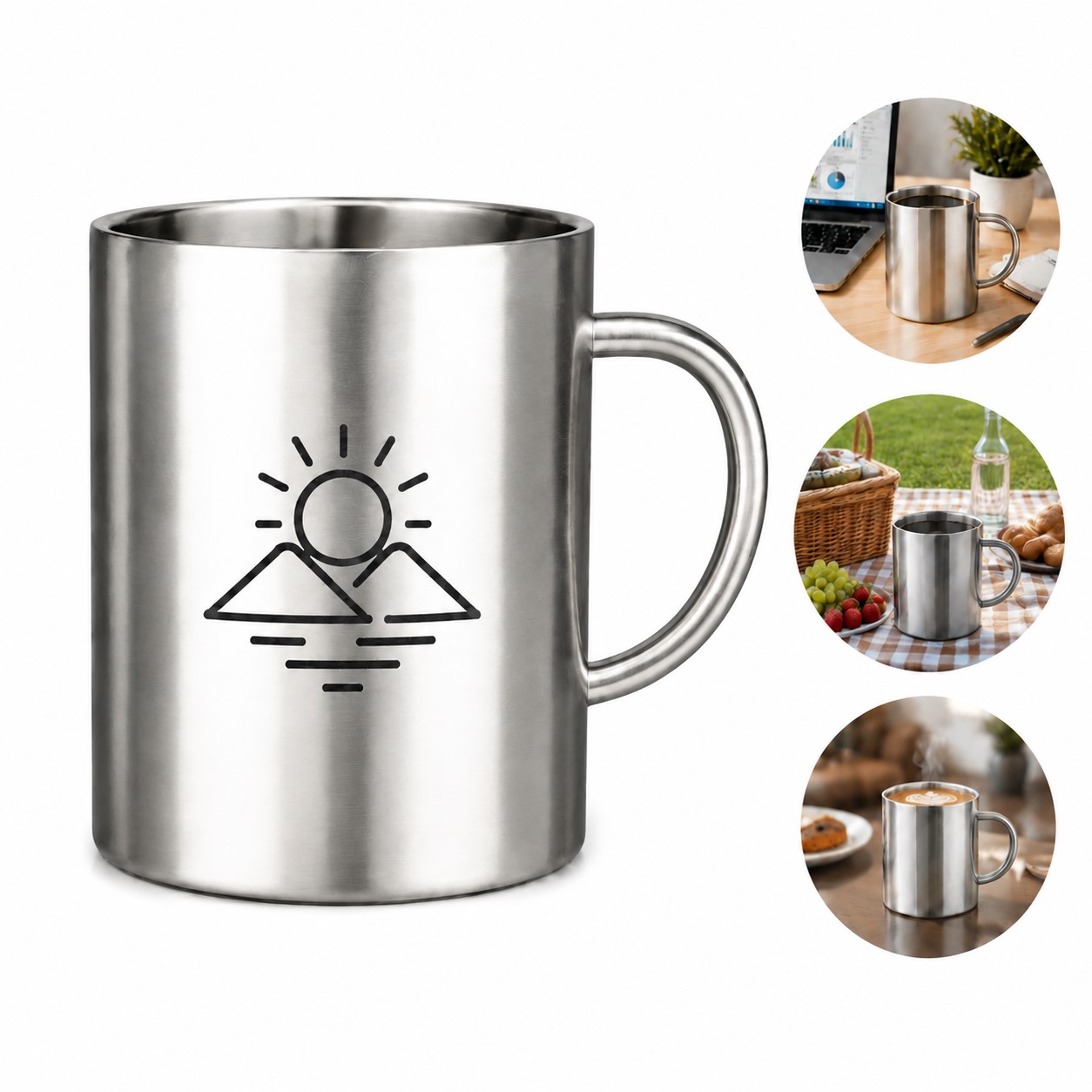 11 Oz Loop Handle Stainless Steel Mug