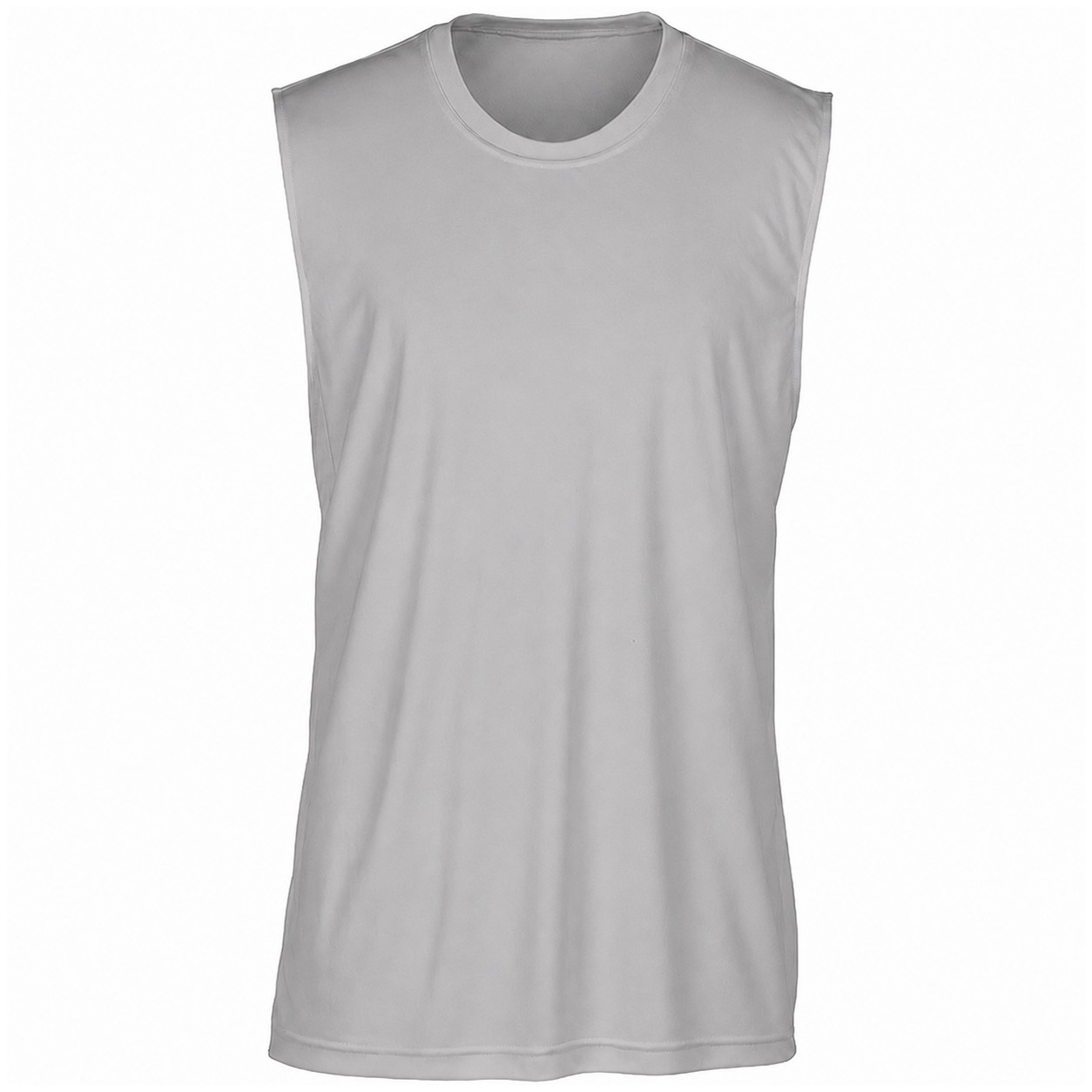Sleeveless Polyester Performance Muscle Tank — Silver