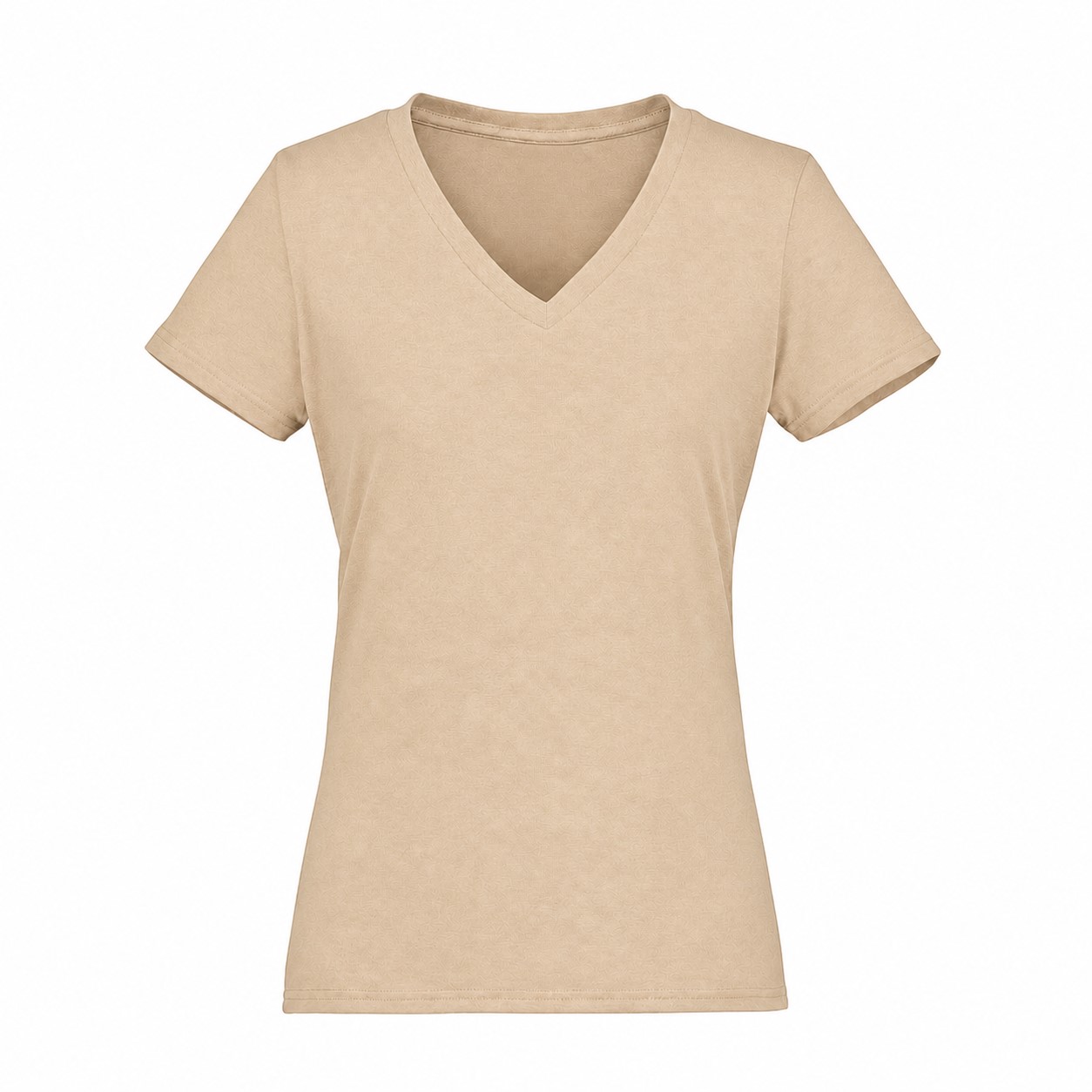 Ladies Tri Blend V Neck Tee — Tan Beige