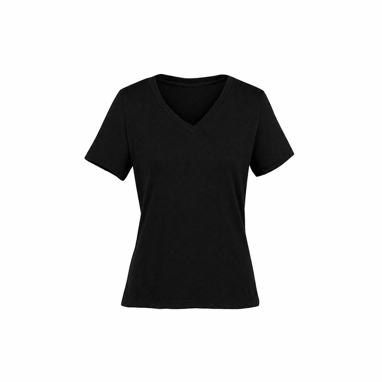 Ladies Heather Blend V Neck Tee — Black