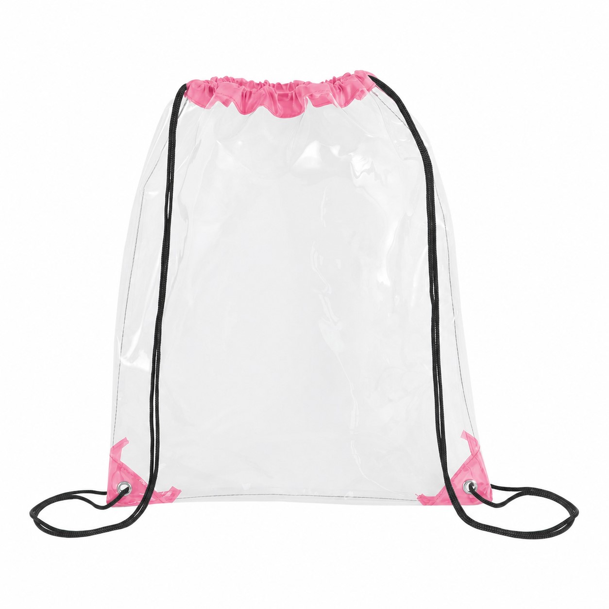 Metal Grommets Clear Drawstring Bag — Pink