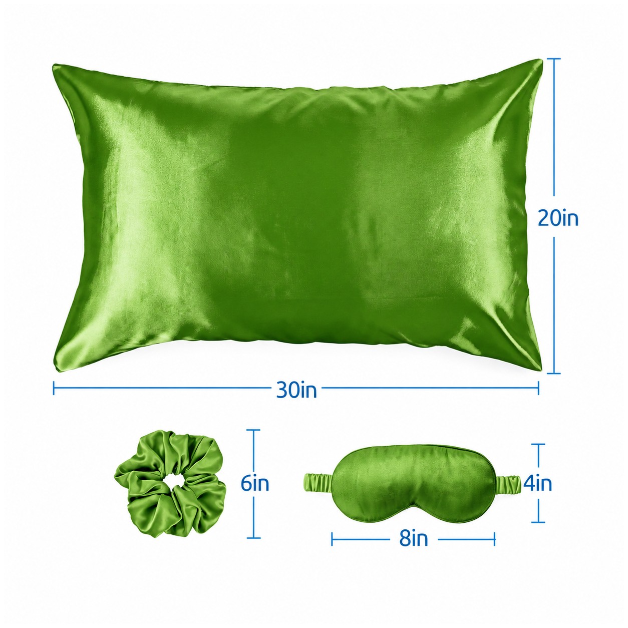Satin Sleep Set With Pillowcase — Green