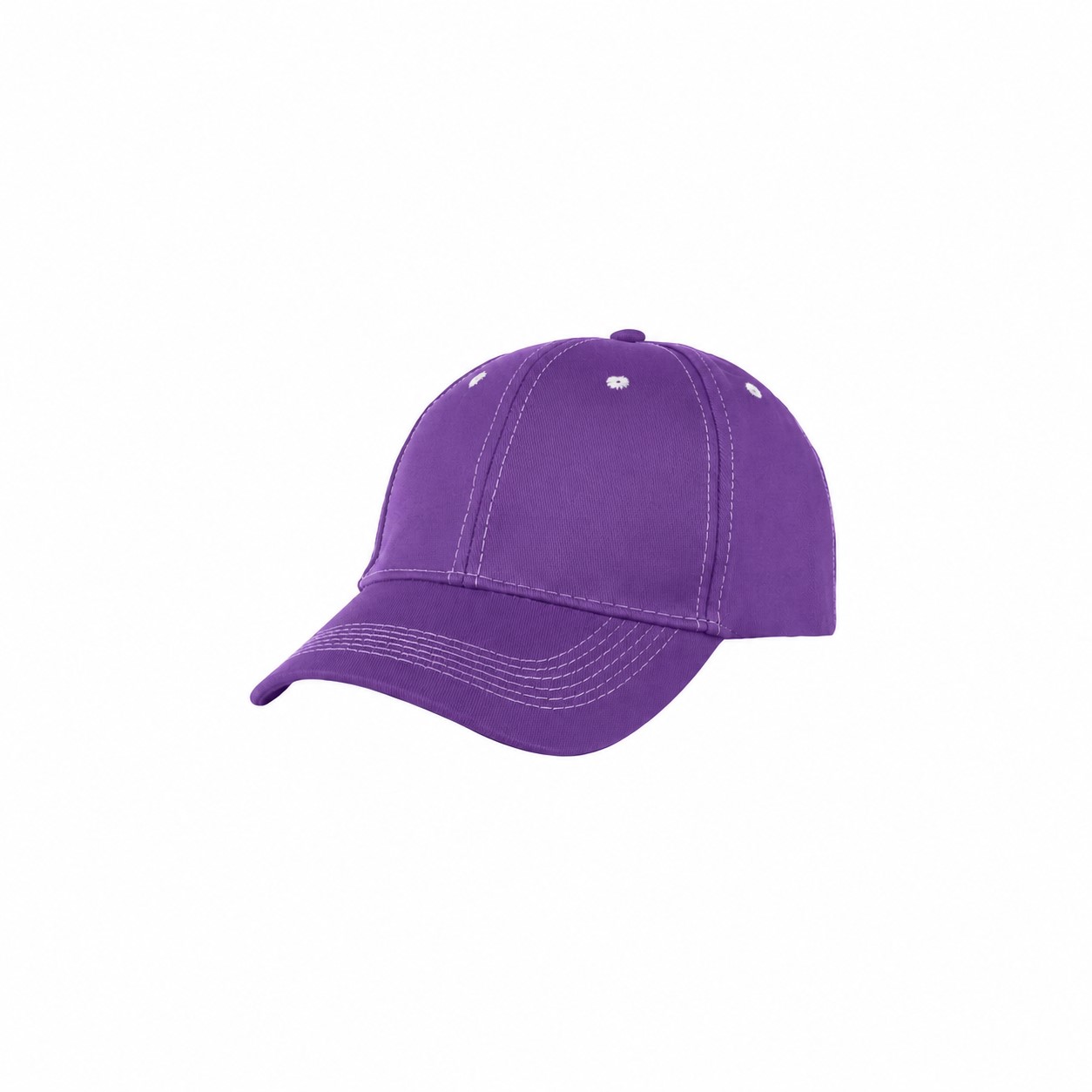 Pre-Curved Cotton Visor Structured Cap — Purple