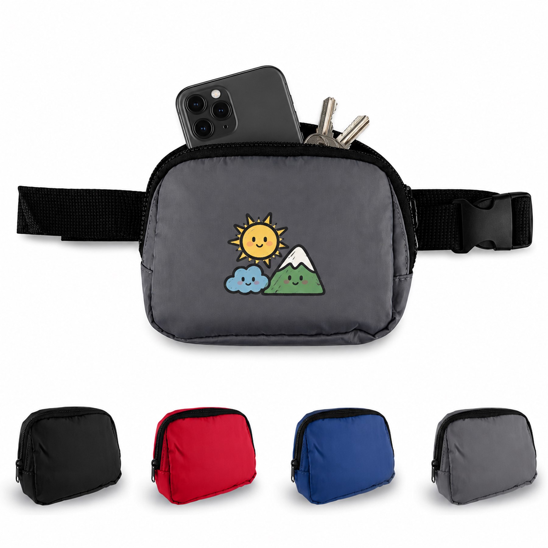 Convertible Nylon Zippered Crossbody Waist Pack