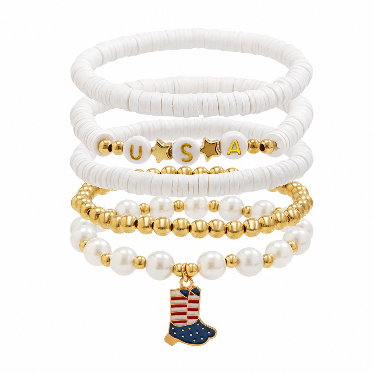 Five Piece Patriotic Bracelet Stack — view 6