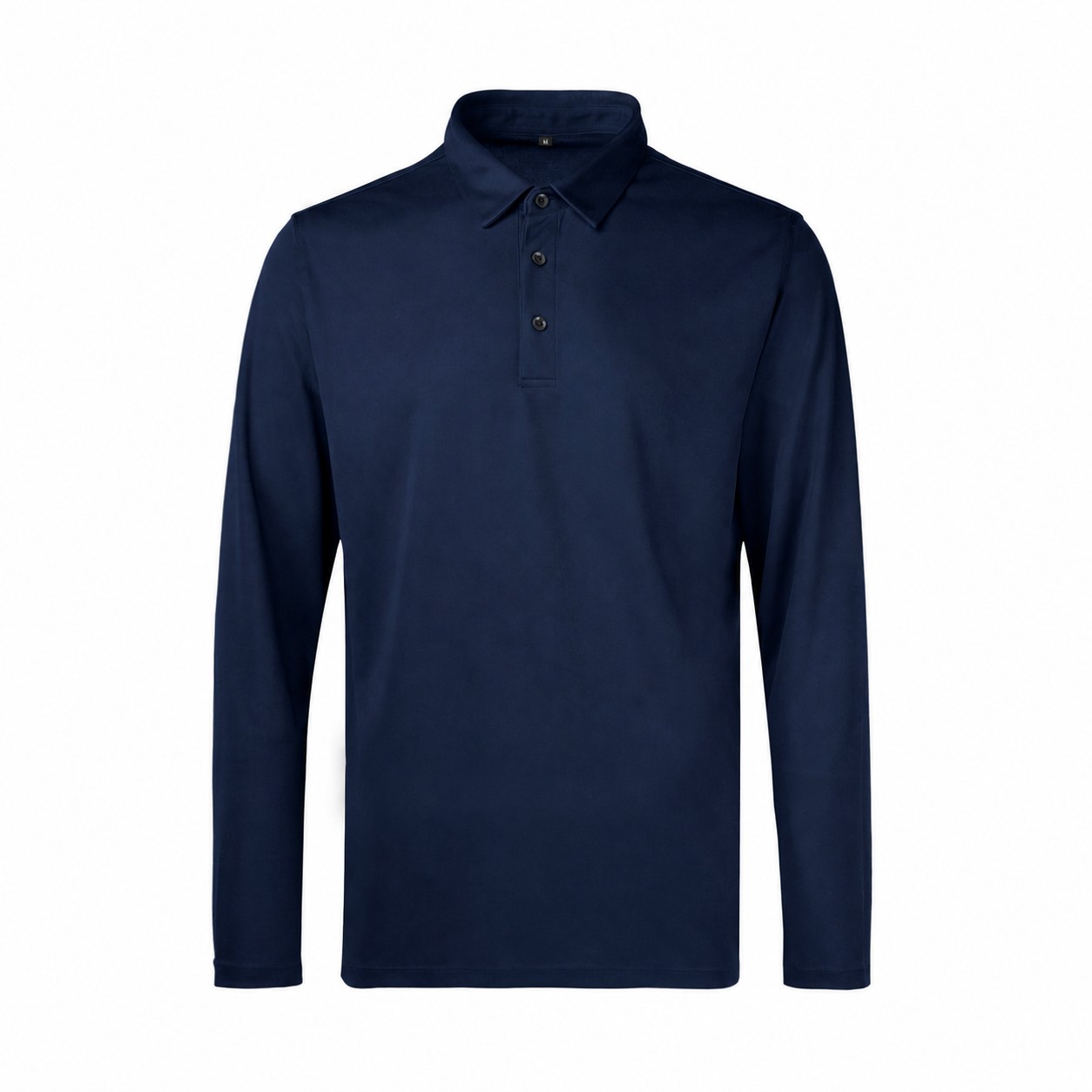 Men's Long Sleeve Micro Pique Polo Shirt — Navy Blue