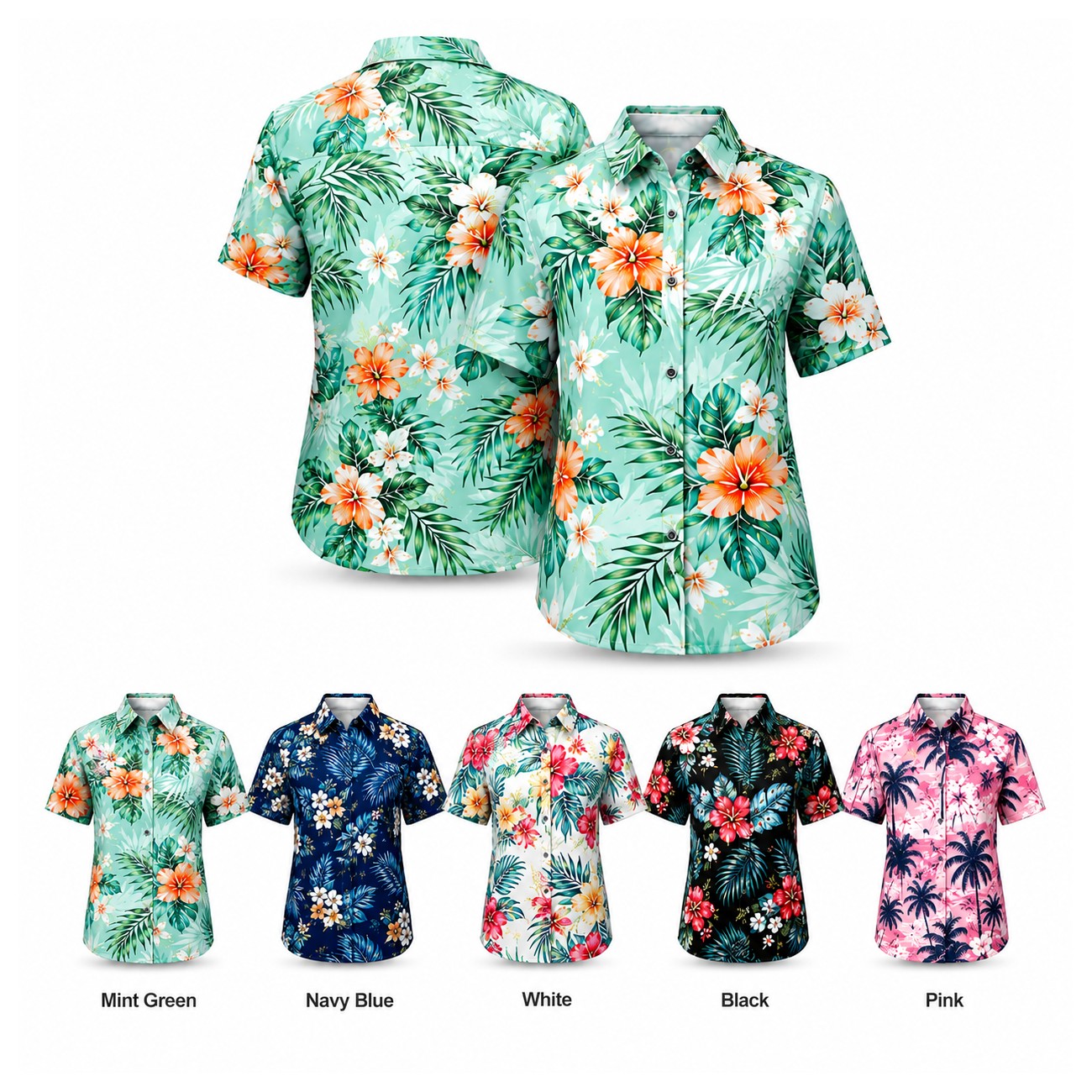 Ladies Stretch Polyester Hawaiian Shirt