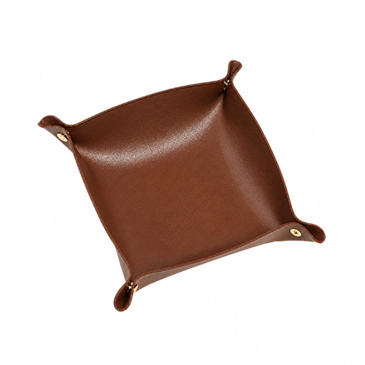 Snap Corner PU Valet Tray — Brown