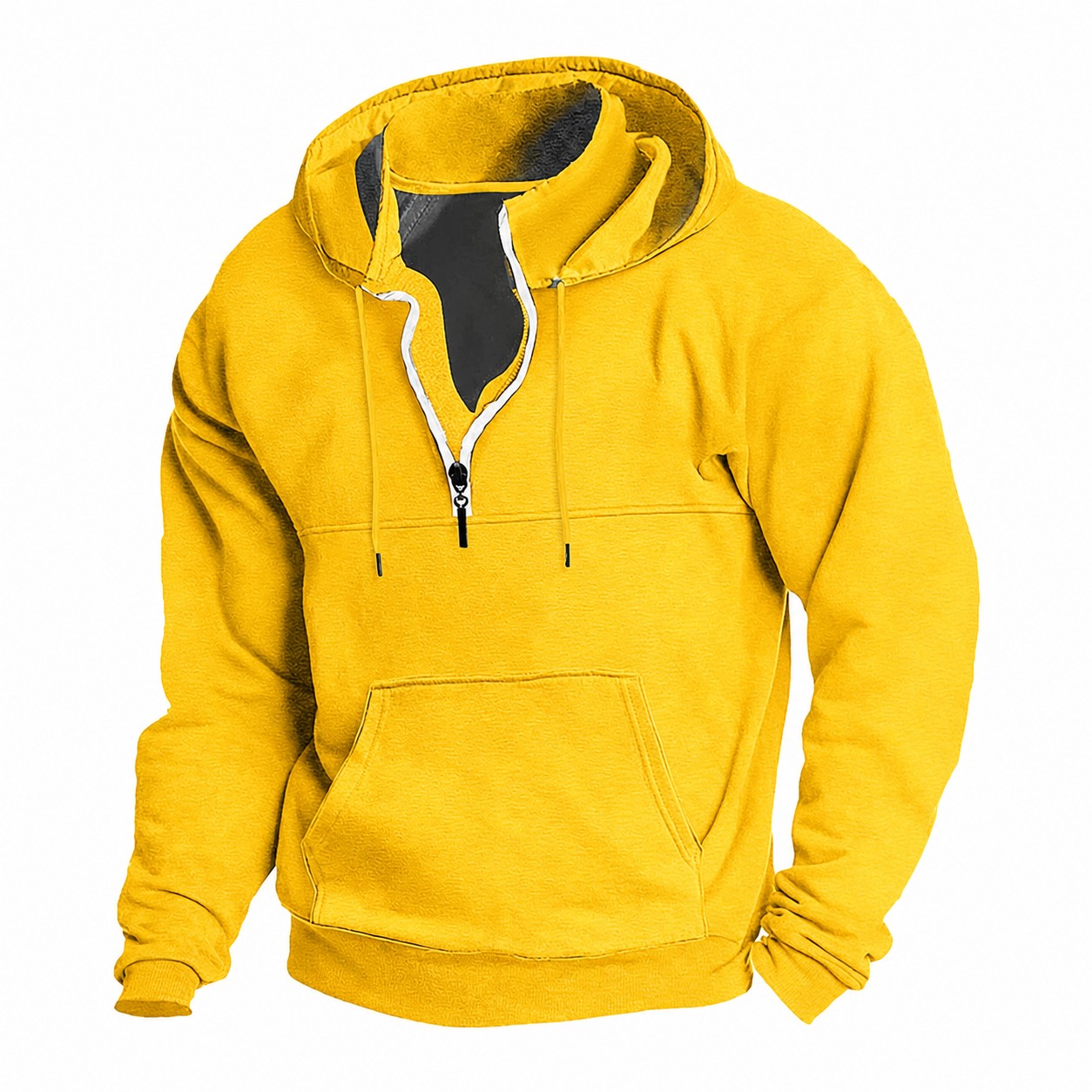 Slim Quarter Zip Hooded Sweatshirt — Yellow