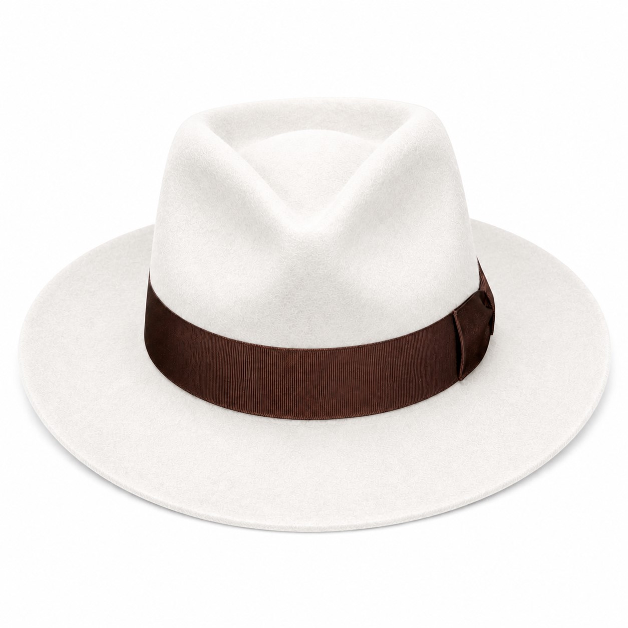 Western Wool Pinch Crown Fedora Hat — White