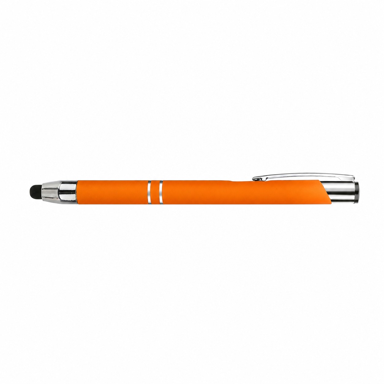 Rubberized Aluminum Stylus Ballpoint Pen — Orange