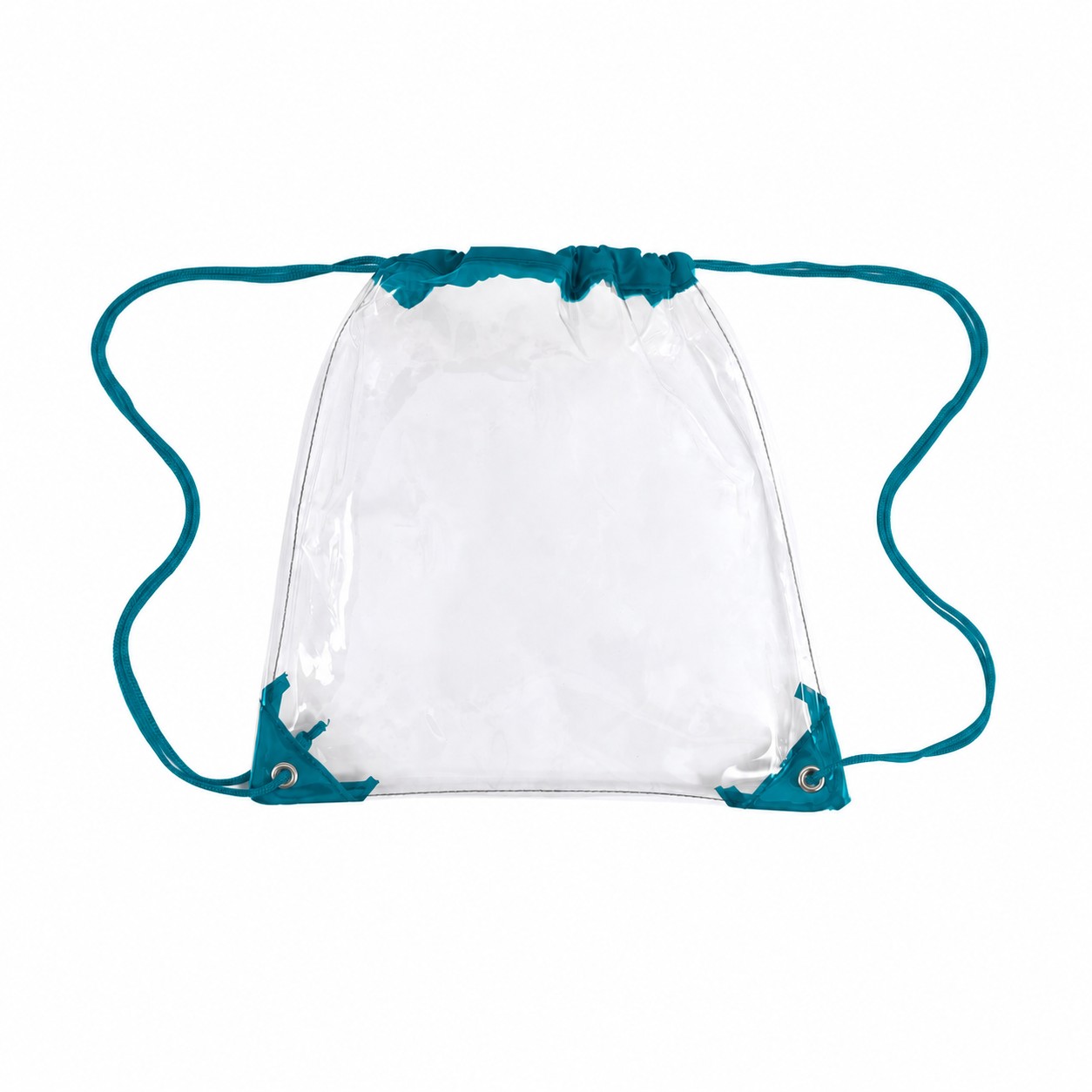 PVC And 210D Polyester Drawstring Bag — Teal Blue