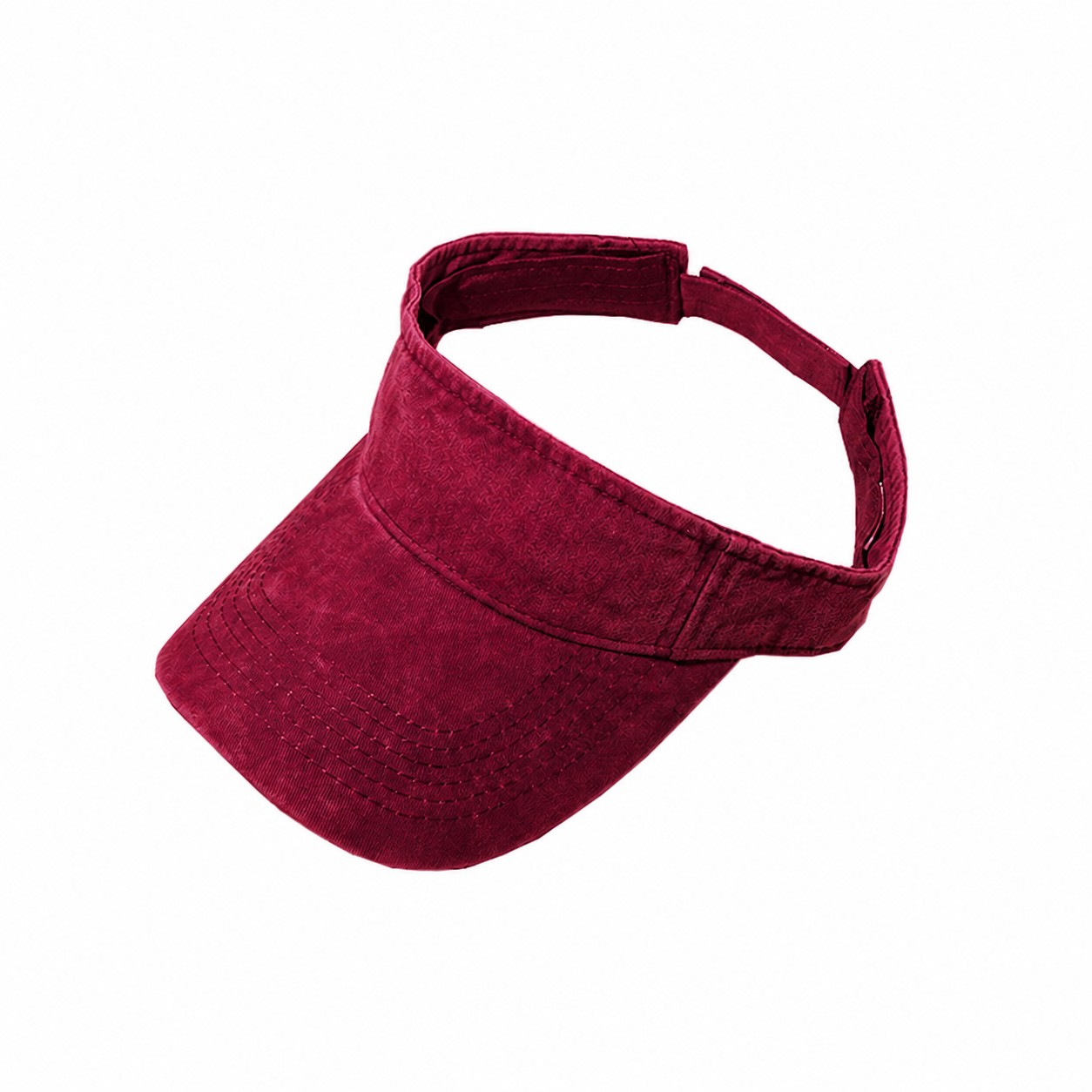 Polyester Adjustable Open Crown Visor — Wine Red