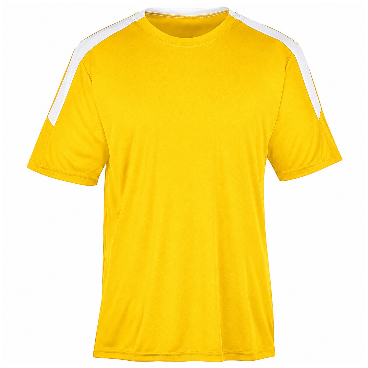 Polyester Contrast Stripe Crewneck Shirt — Yellow