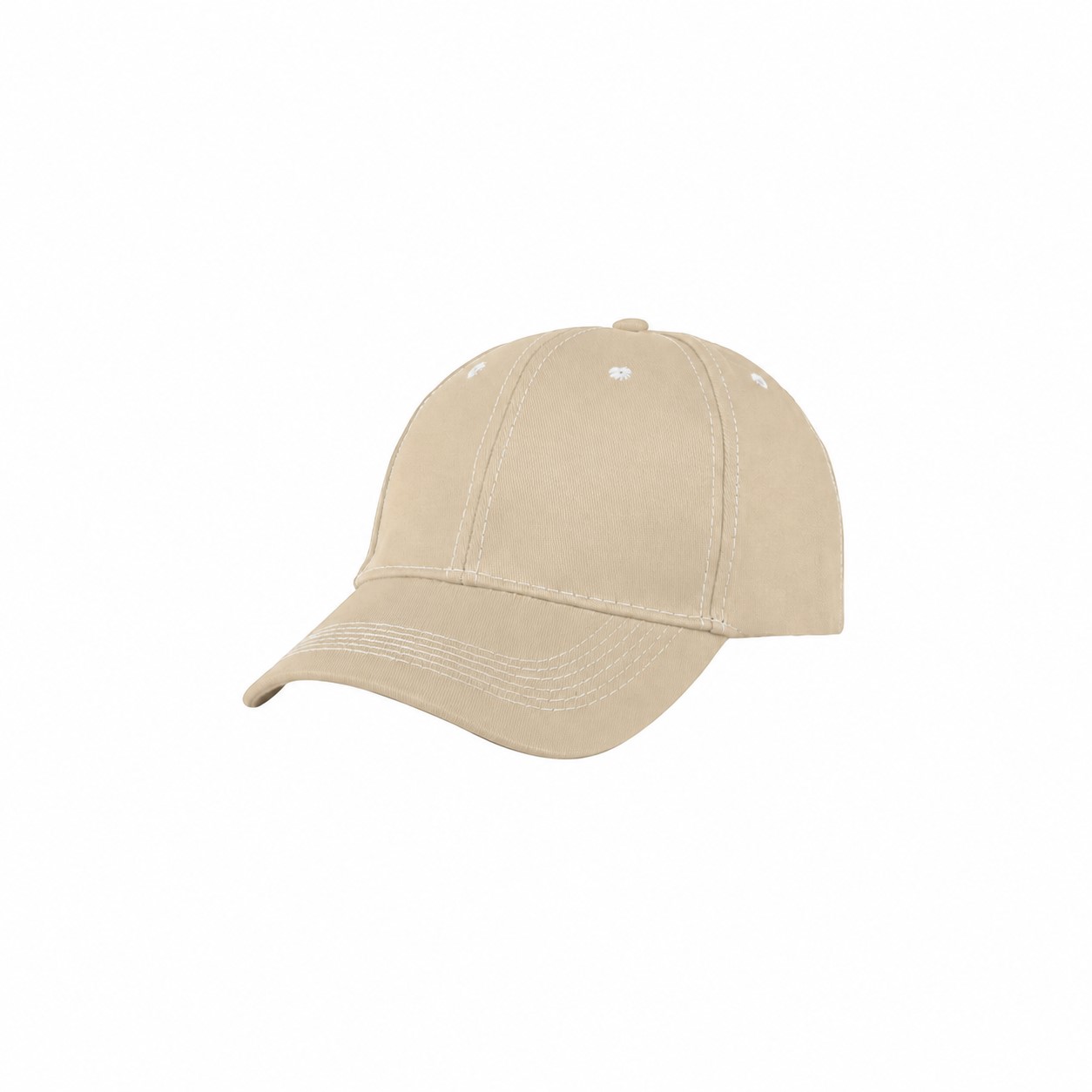 Pre-Curved Cotton Visor Structured Cap — Khaki Beige