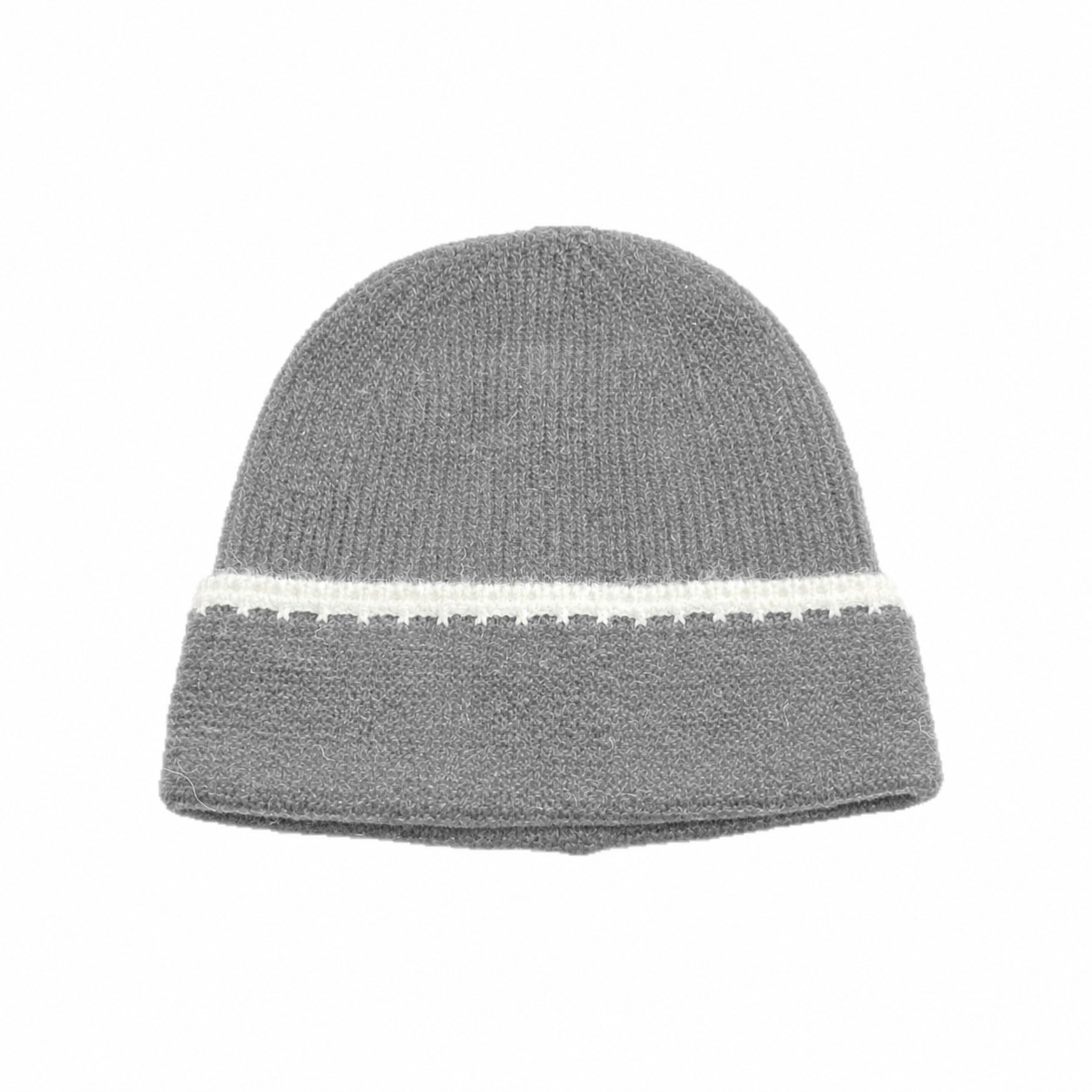 Wool Blend Contrast Cuff Beanie — Gray