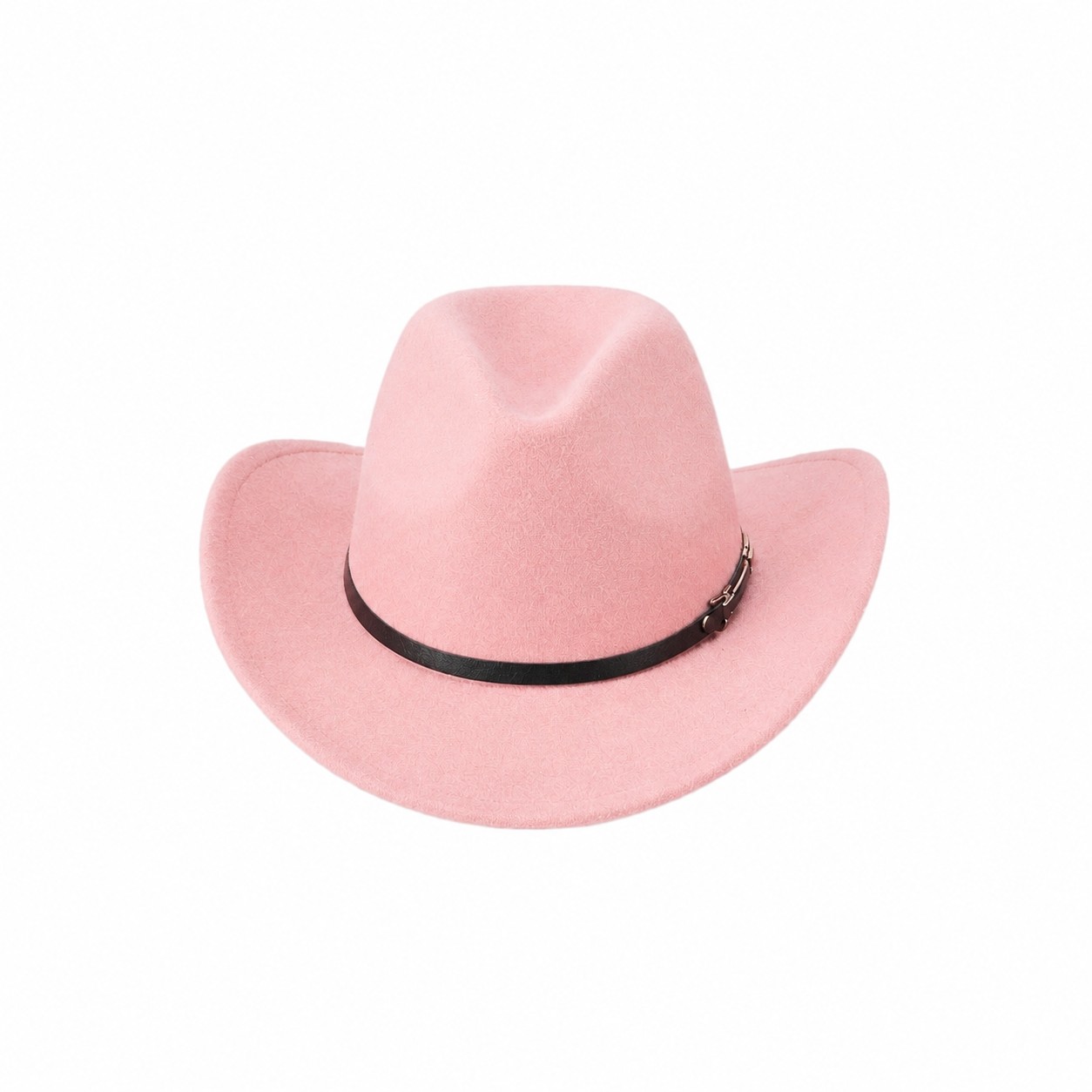 Buckle Trim Polyester Cowboy Hat — Light Pink