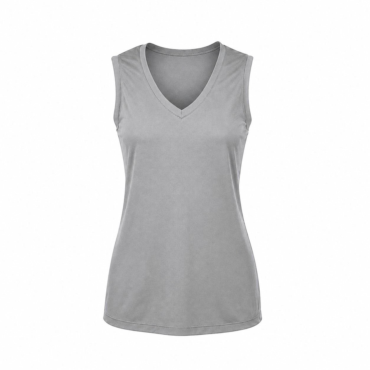 Ladies Polyester V Neck Tank Top — Gray