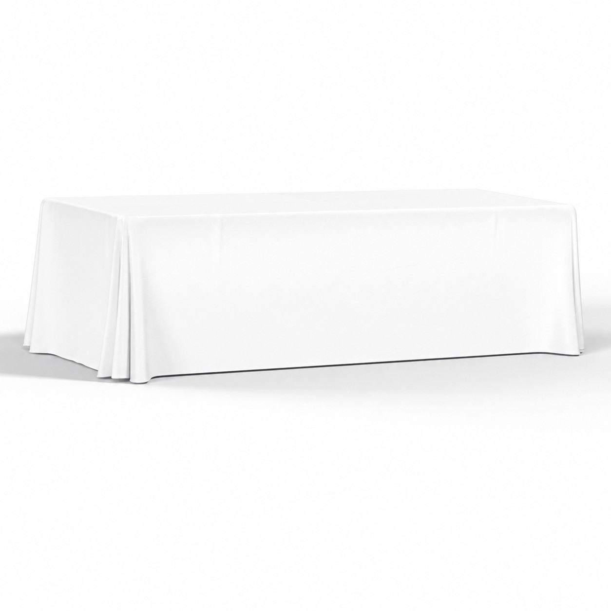 Four Side 8' Polyester Table Throw — Clear White