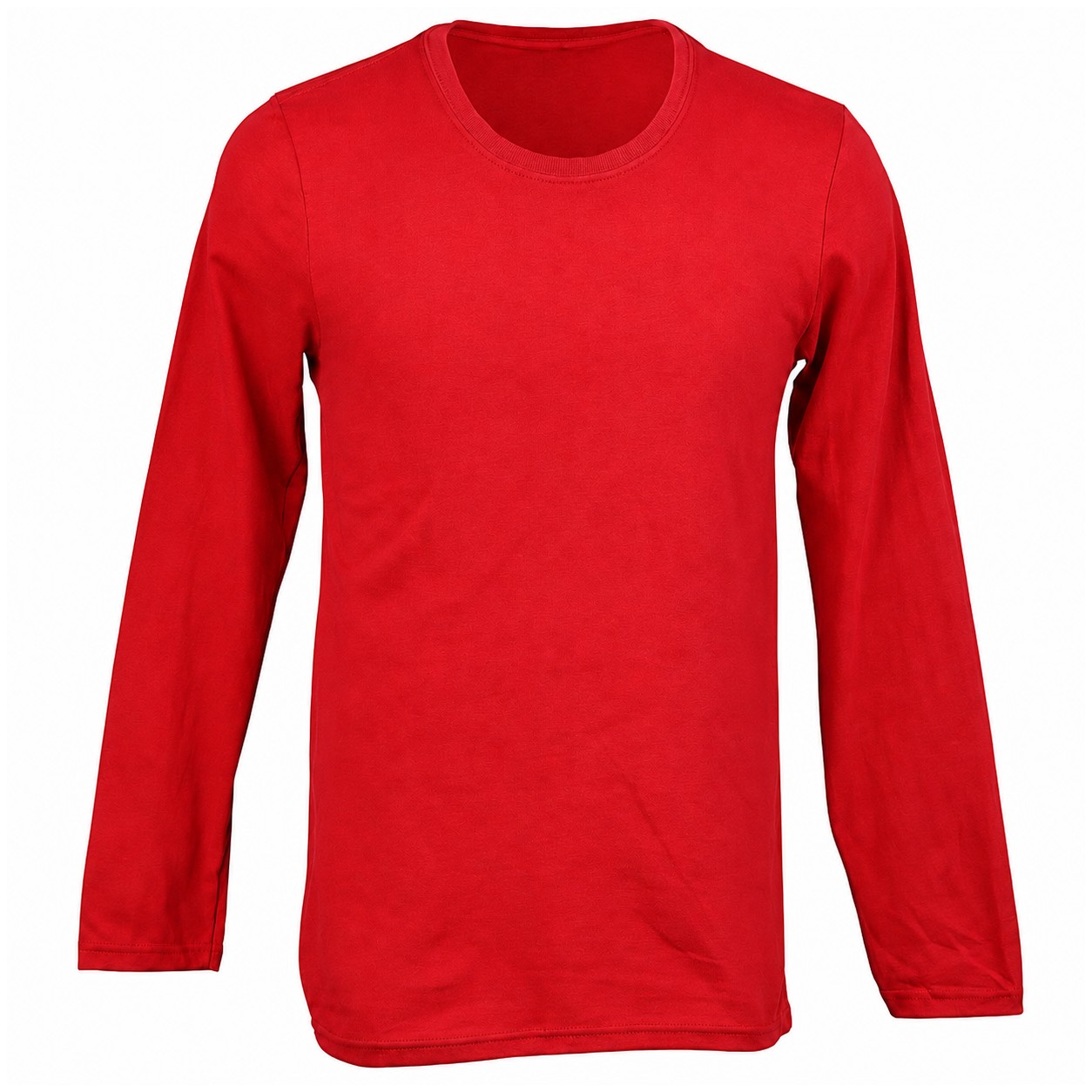 Ringspun Cotton Long Sleeve Crew Shirt — Red