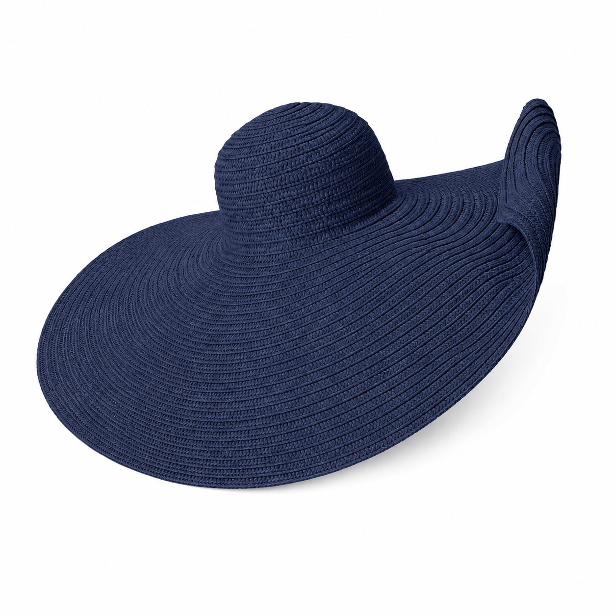 Straw Sun Hat — Navy Blue