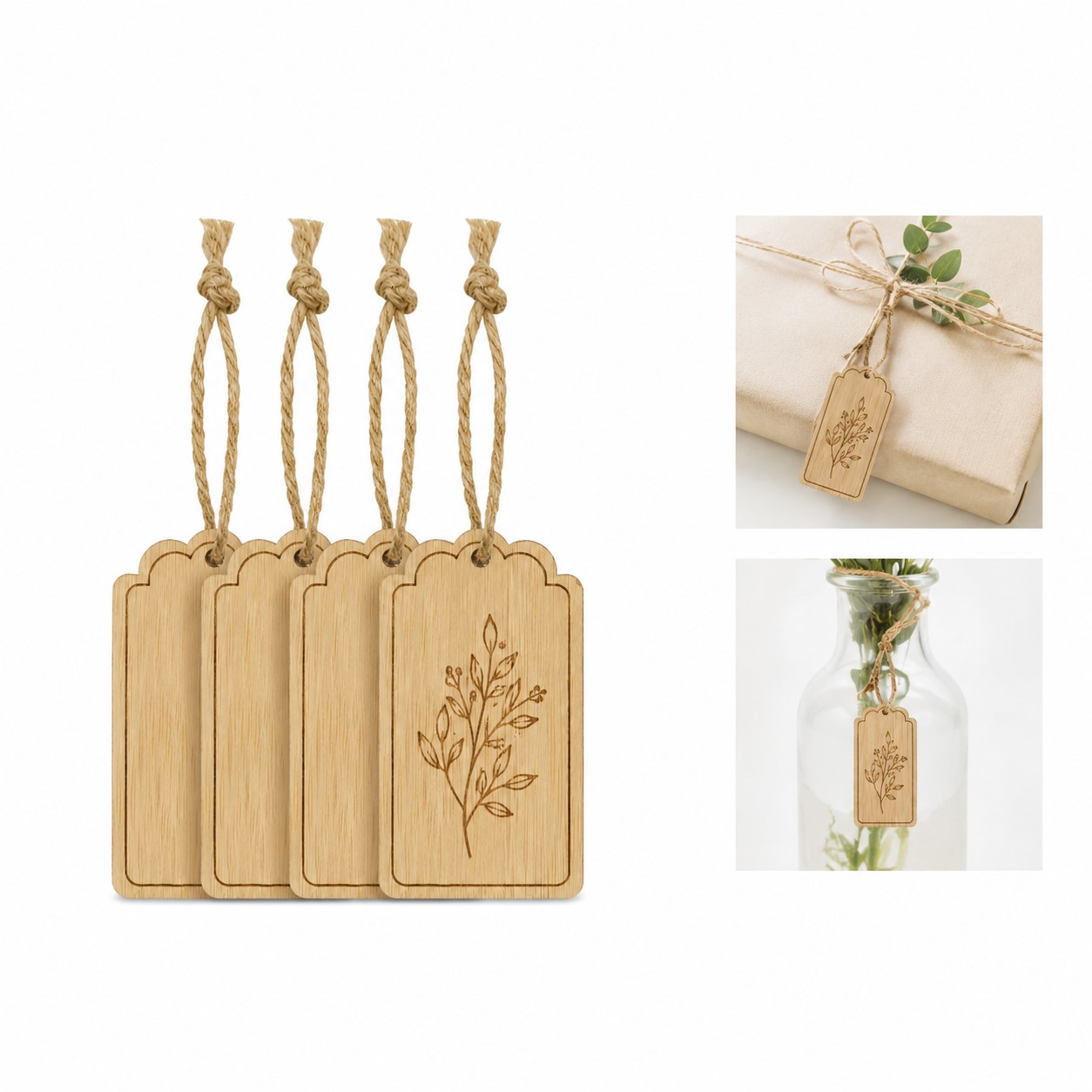 Scalloped Bamboo Hanging Gift Tag