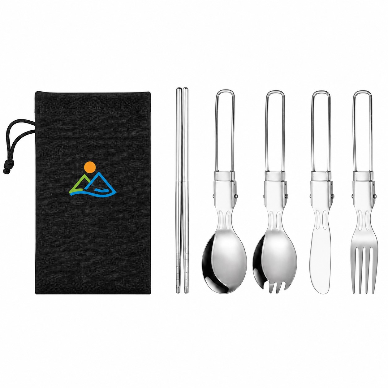 Compact Folding Stainless Steel Dining Set