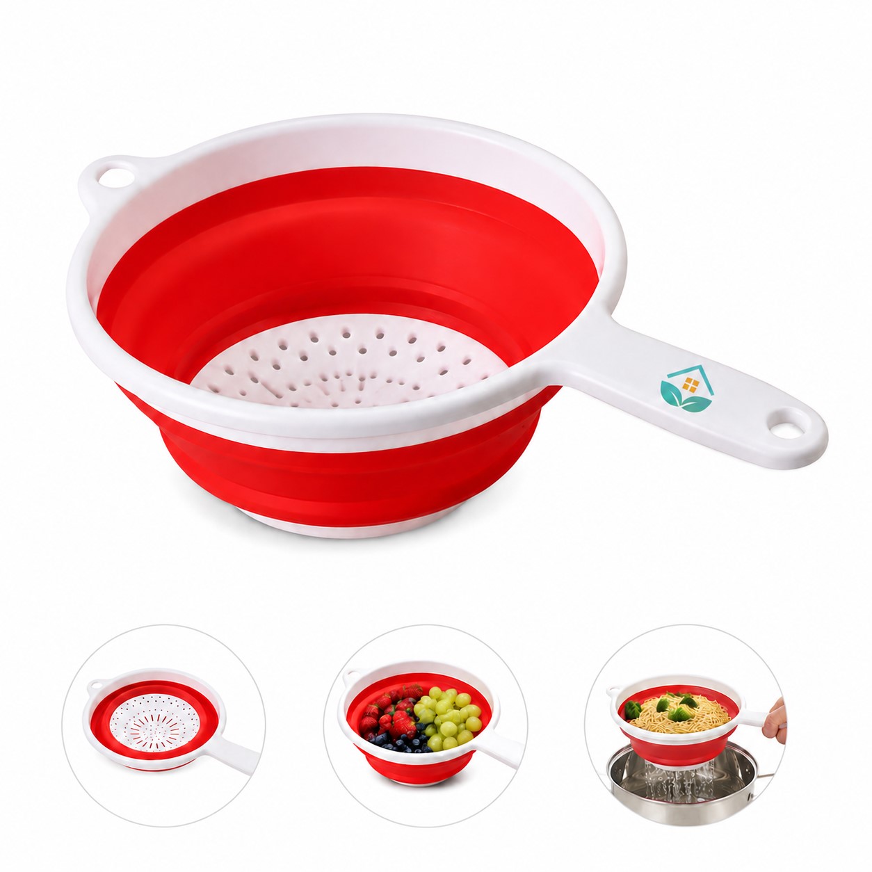 Flexible Silicone Handled Kitchen Strainer