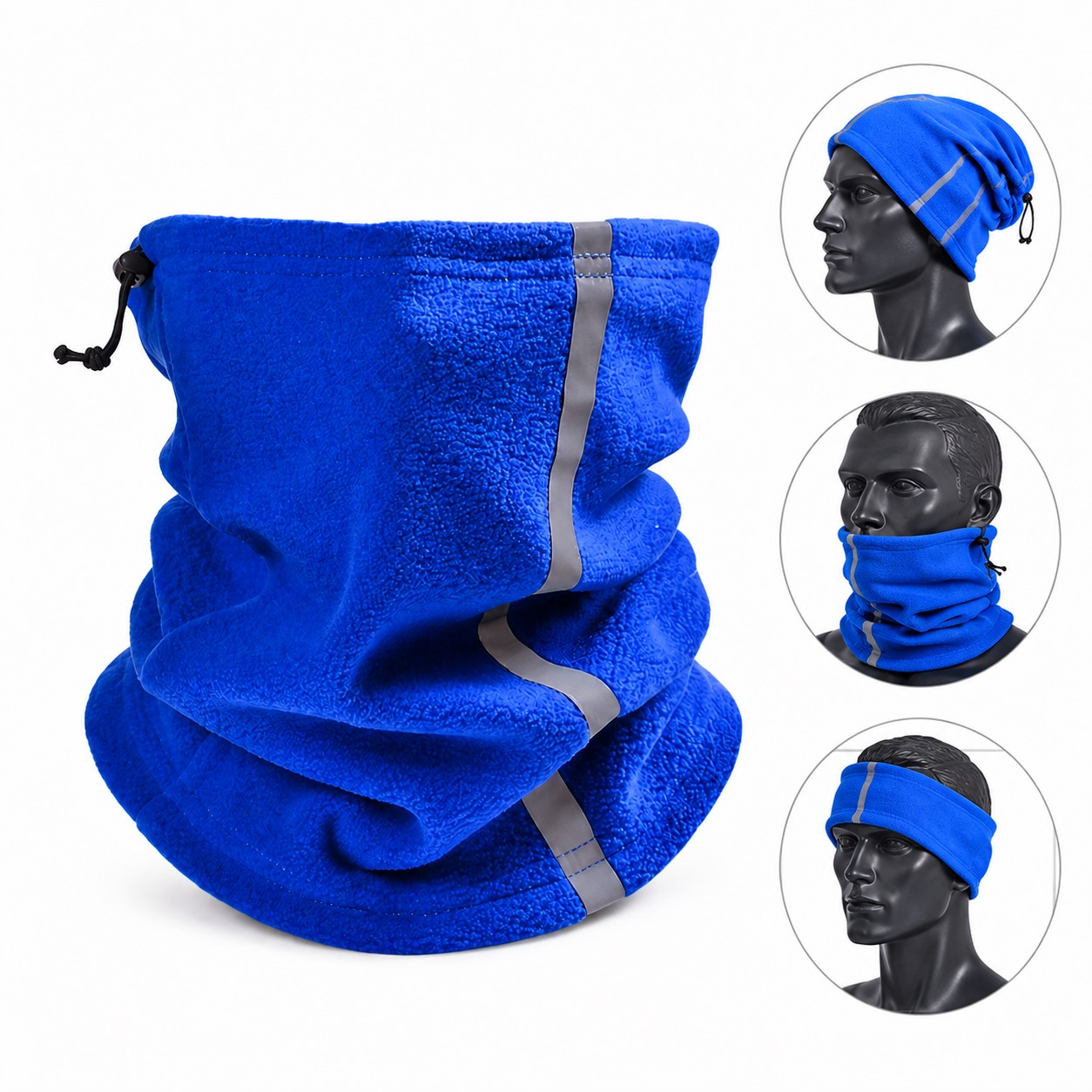 Drawstring Fleece Neck Warmer Face Cover