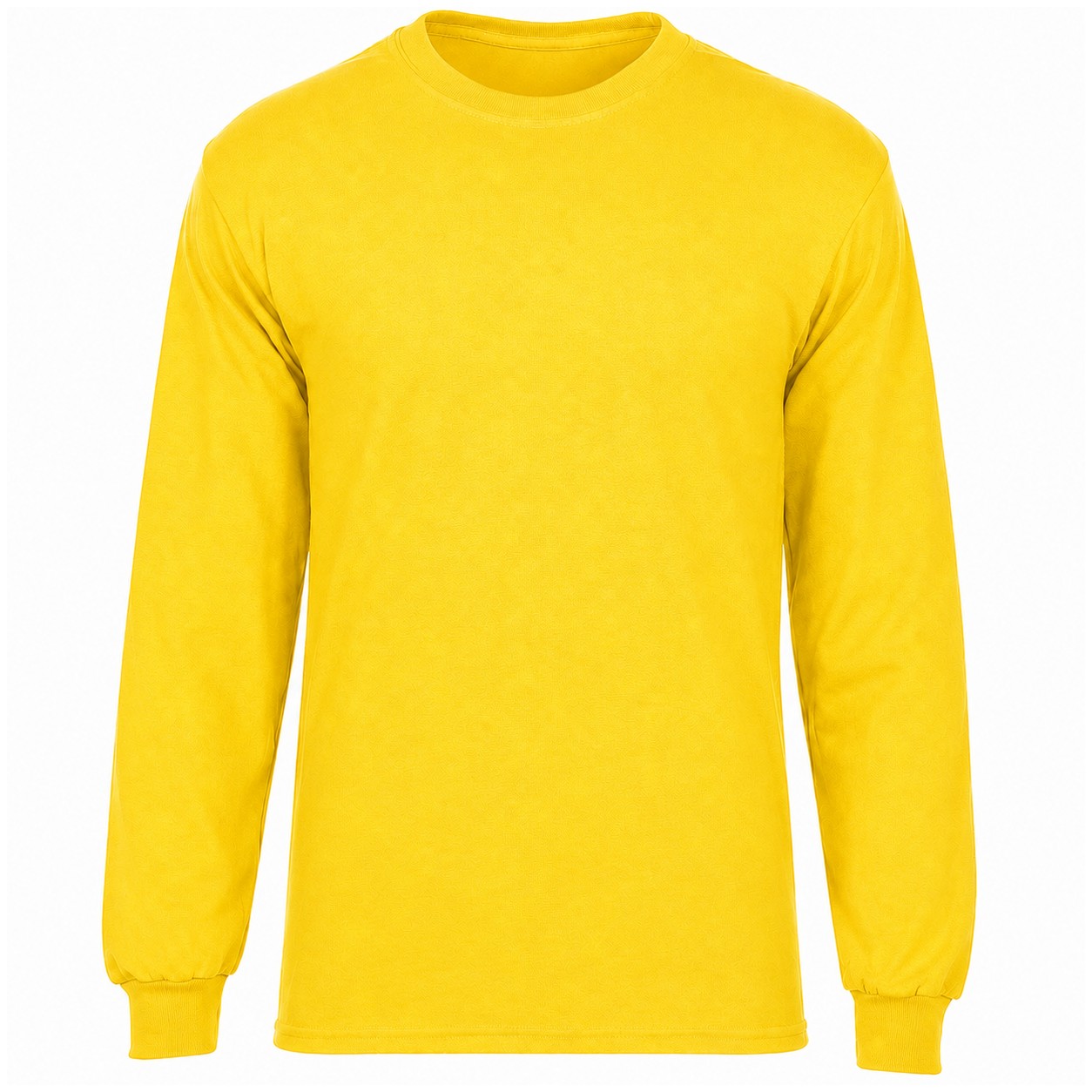 Long Sleeve Cotton Polyester Crew Shirt — Yellow
