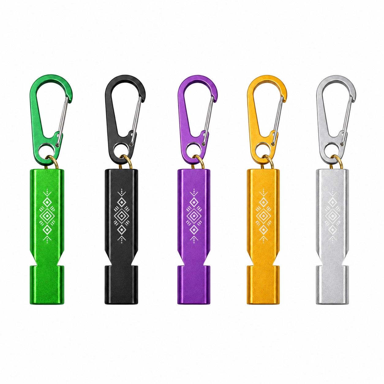 Carabiner Double Tube Aluminum Whistle