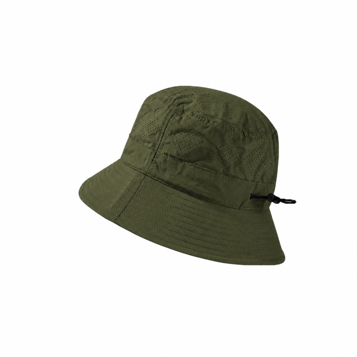 Perforated Polyester Outdoor Bucket Hat — Army Green