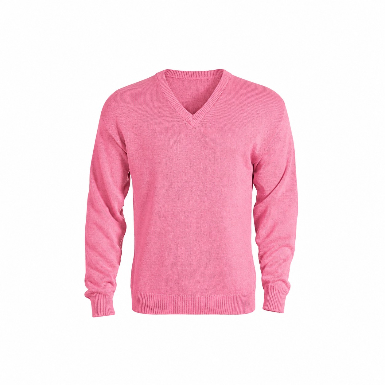 Women's Long Sleeve V-Neck Cotton Blend Shirt — Pink