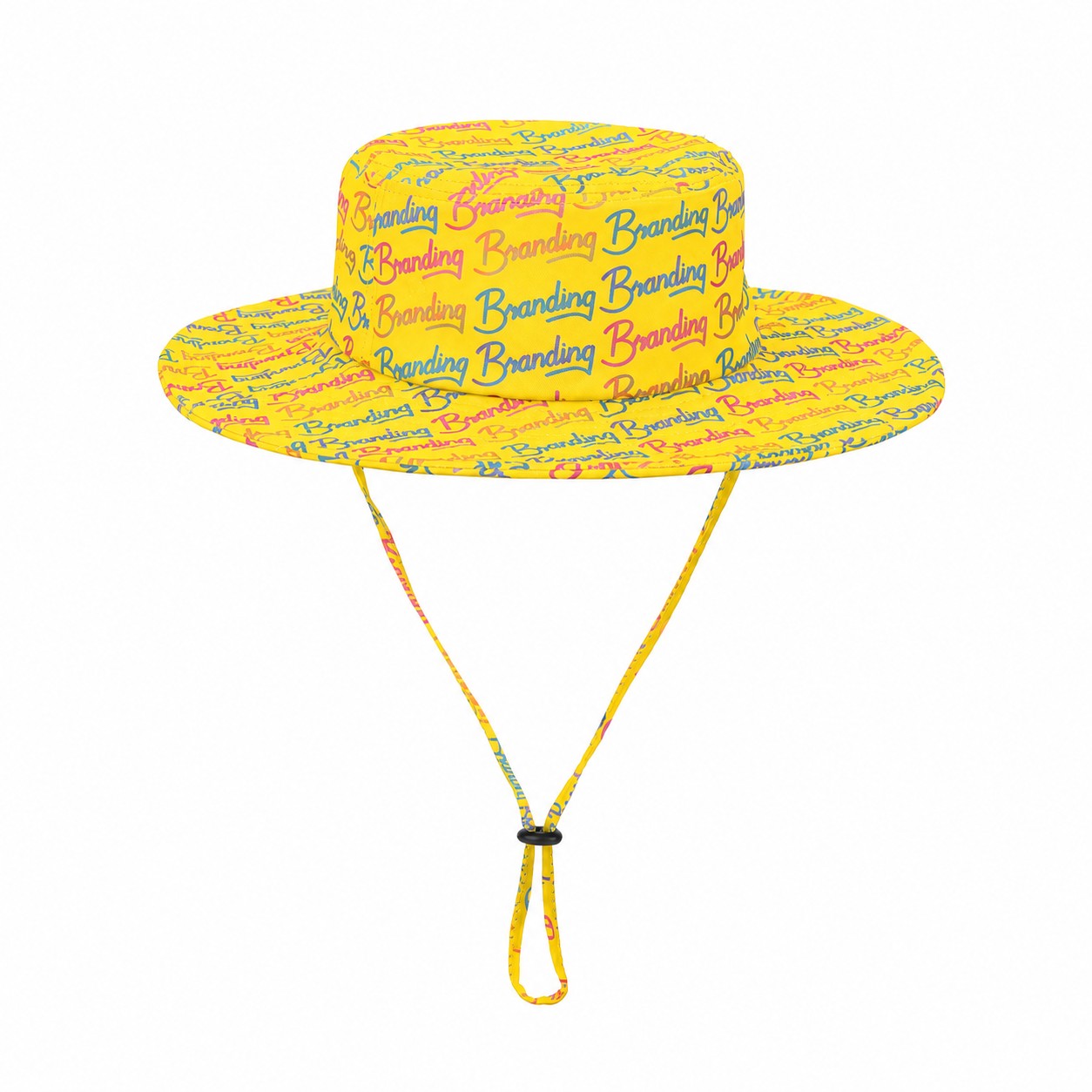 Wide-Brim Polyester Bucket Hat — Yellow