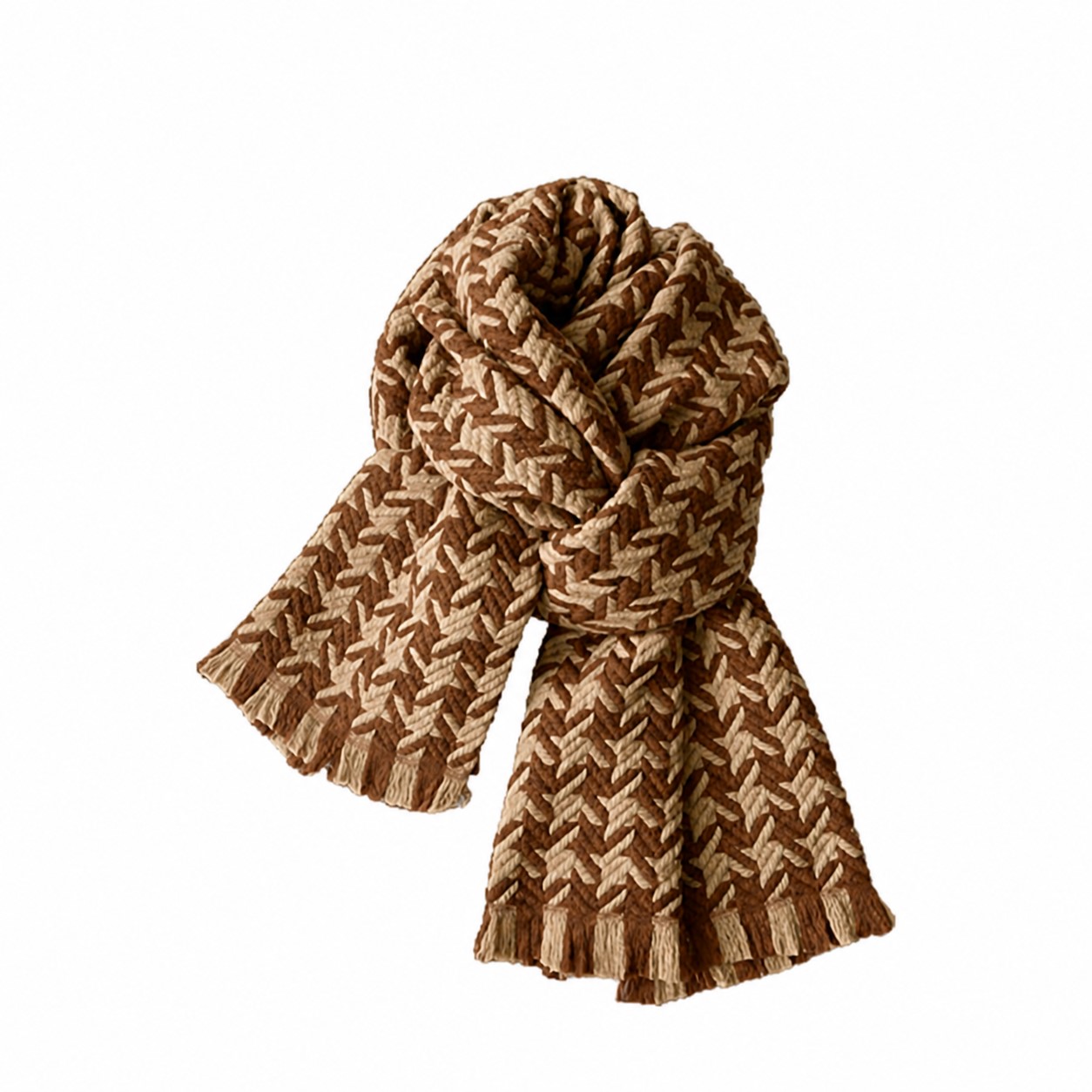 Braided Polyester Knitted Scarf — Copper Brown