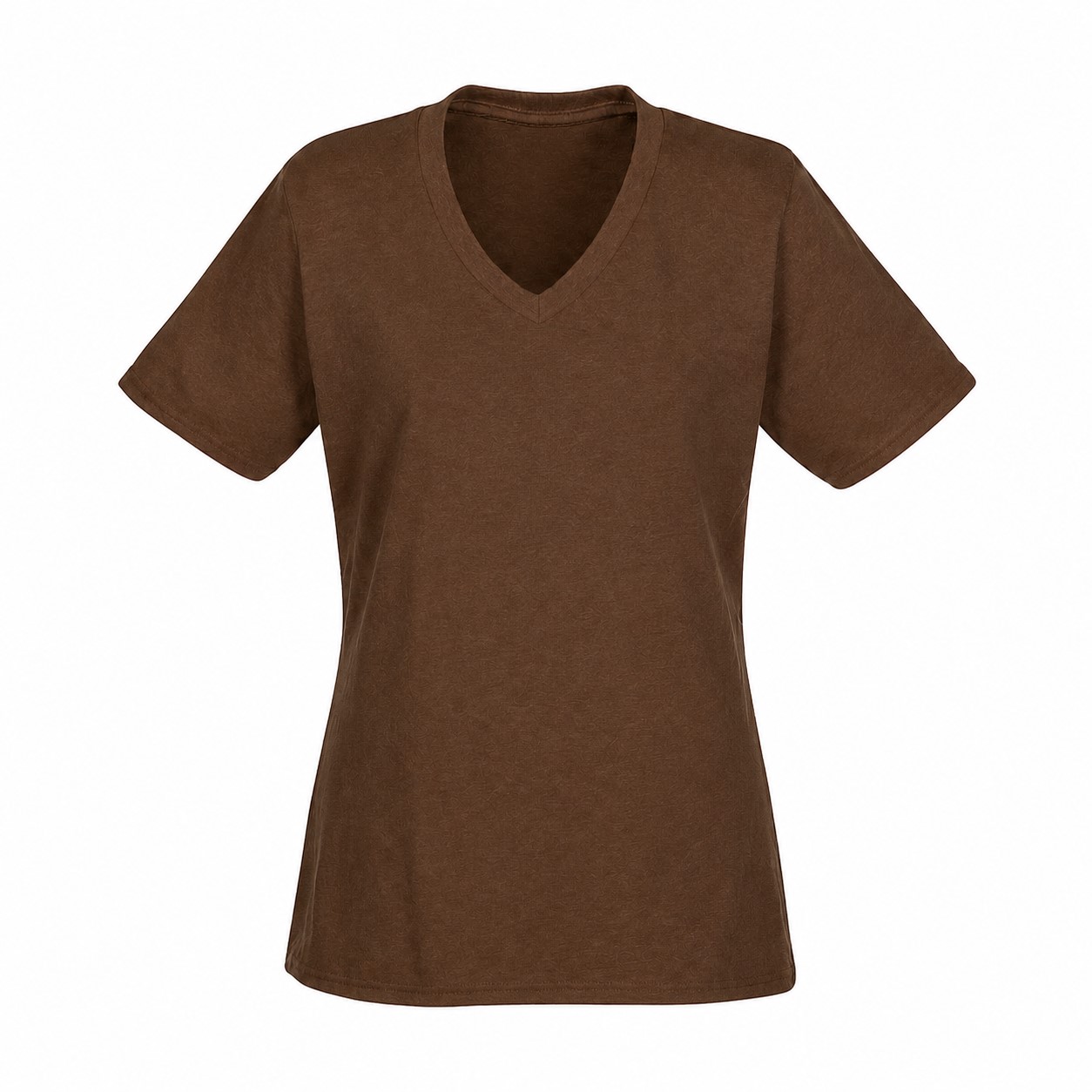 Ladies' Cotton V-Neck T-Shirt — Brown