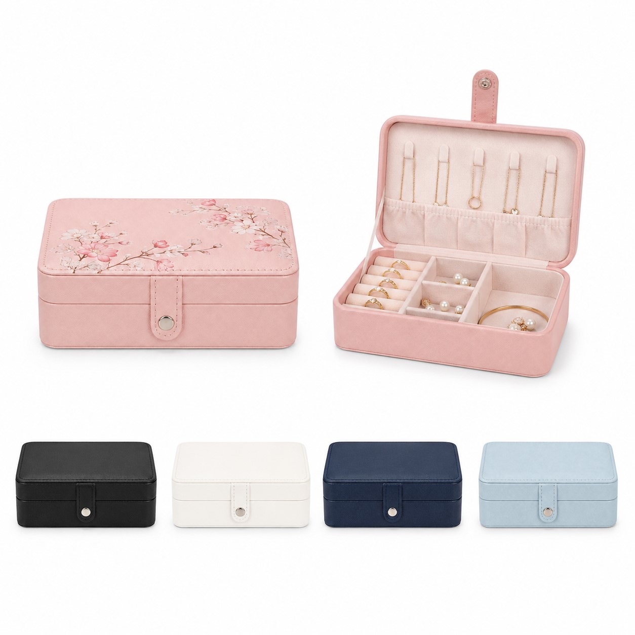 Compact PU Leather Jewelry Storage Case